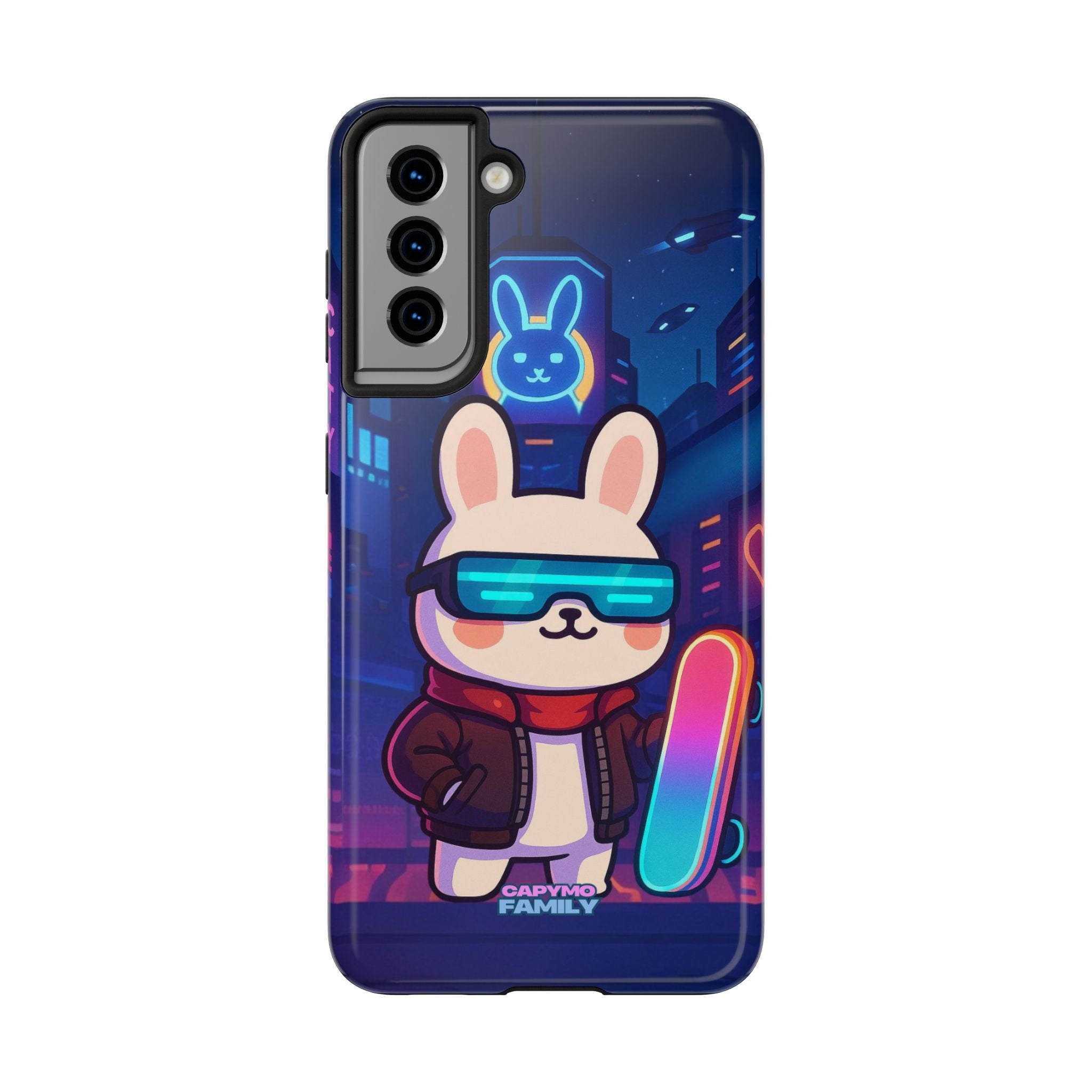 Capymo Family Cute Cartoon Bunny Tough Phone Case –Cyberpunk Bunny "Toto" Phone Case