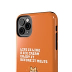 Capymo Family Ice Cream Cat Quote Phone Case – Cute Orange iPhone Cover with Motivational Saying