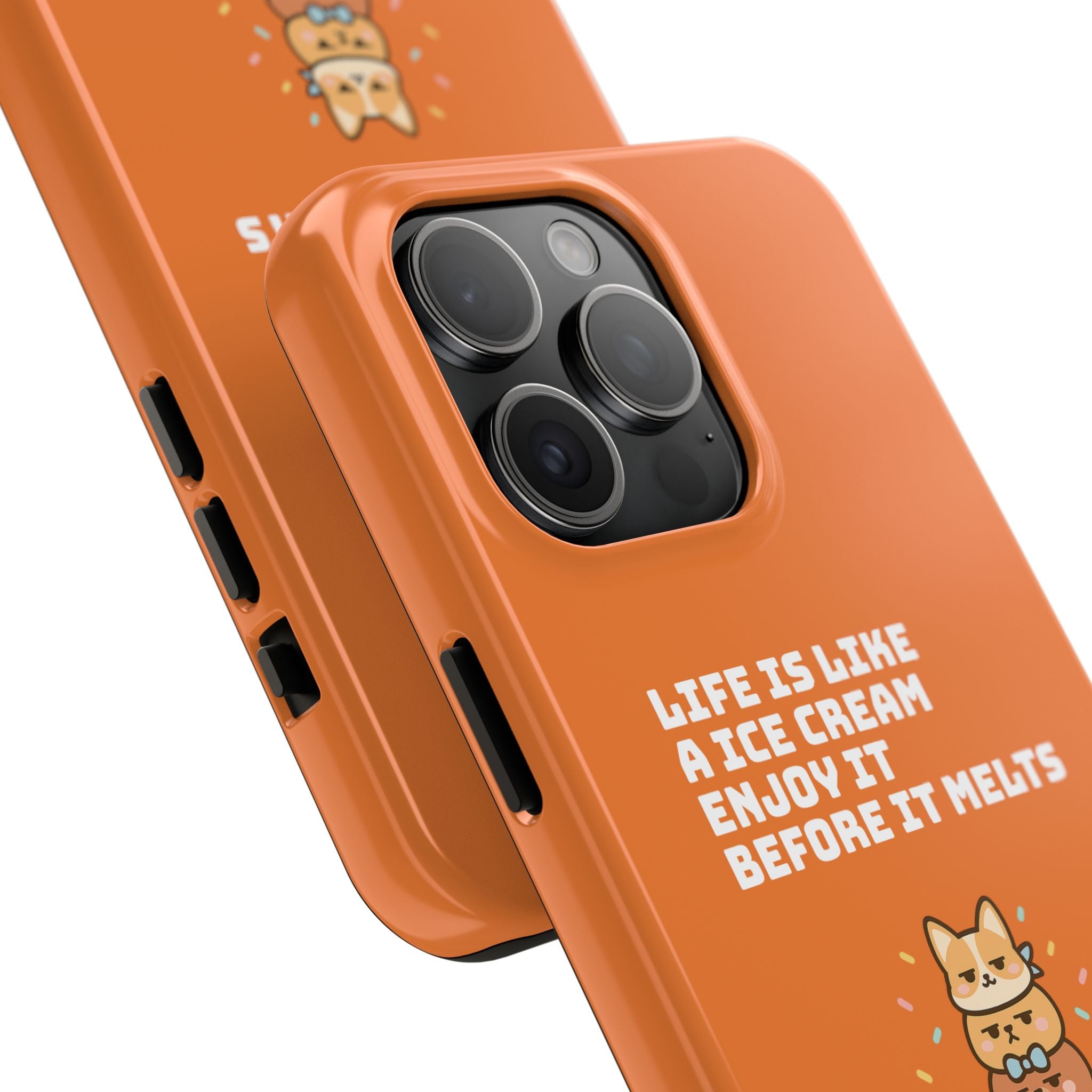 Capymo Family Ice Cream Cat Quote Phone Case – Cute Orange iPhone Cover with Motivational Saying