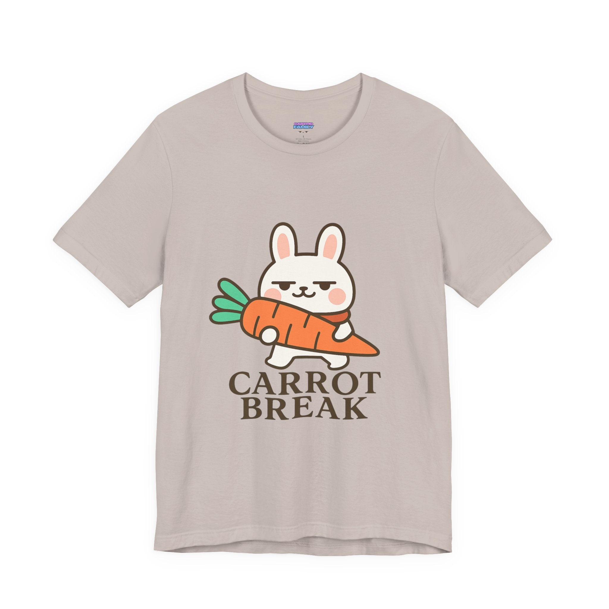 capymo Family Cute Carrot Break Bunny Tee - Unisex Jersey Short Sleeve Tee, Funny Animal Shirt, Spring Gift, Cute Graphic Tee, Gift for Bunny Lovers