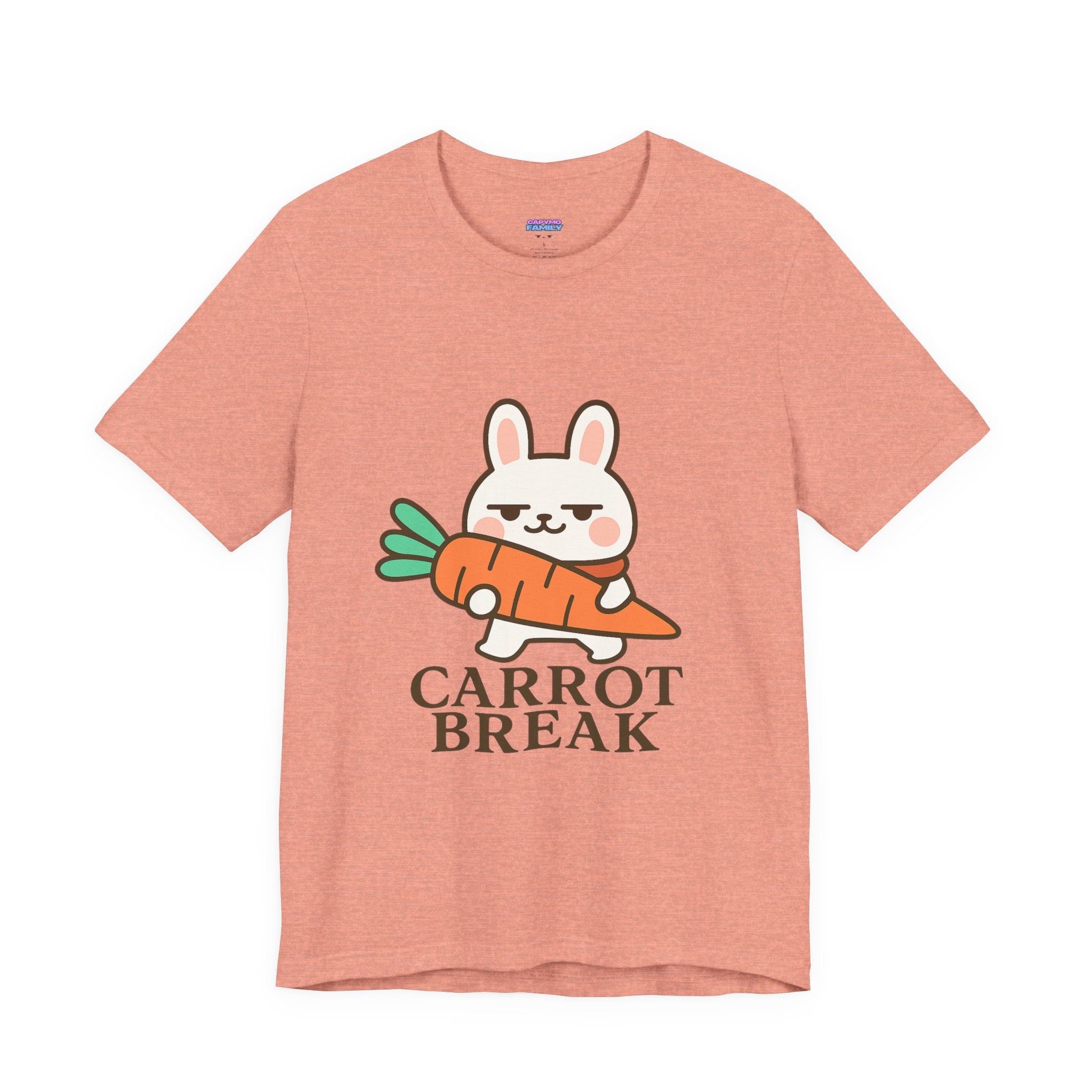 capymo Family Cute Carrot Break Bunny Tee - Unisex Jersey Short Sleeve Tee, Funny Animal Shirt, Spring Gift, Cute Graphic Tee, Gift for Bunny Lovers