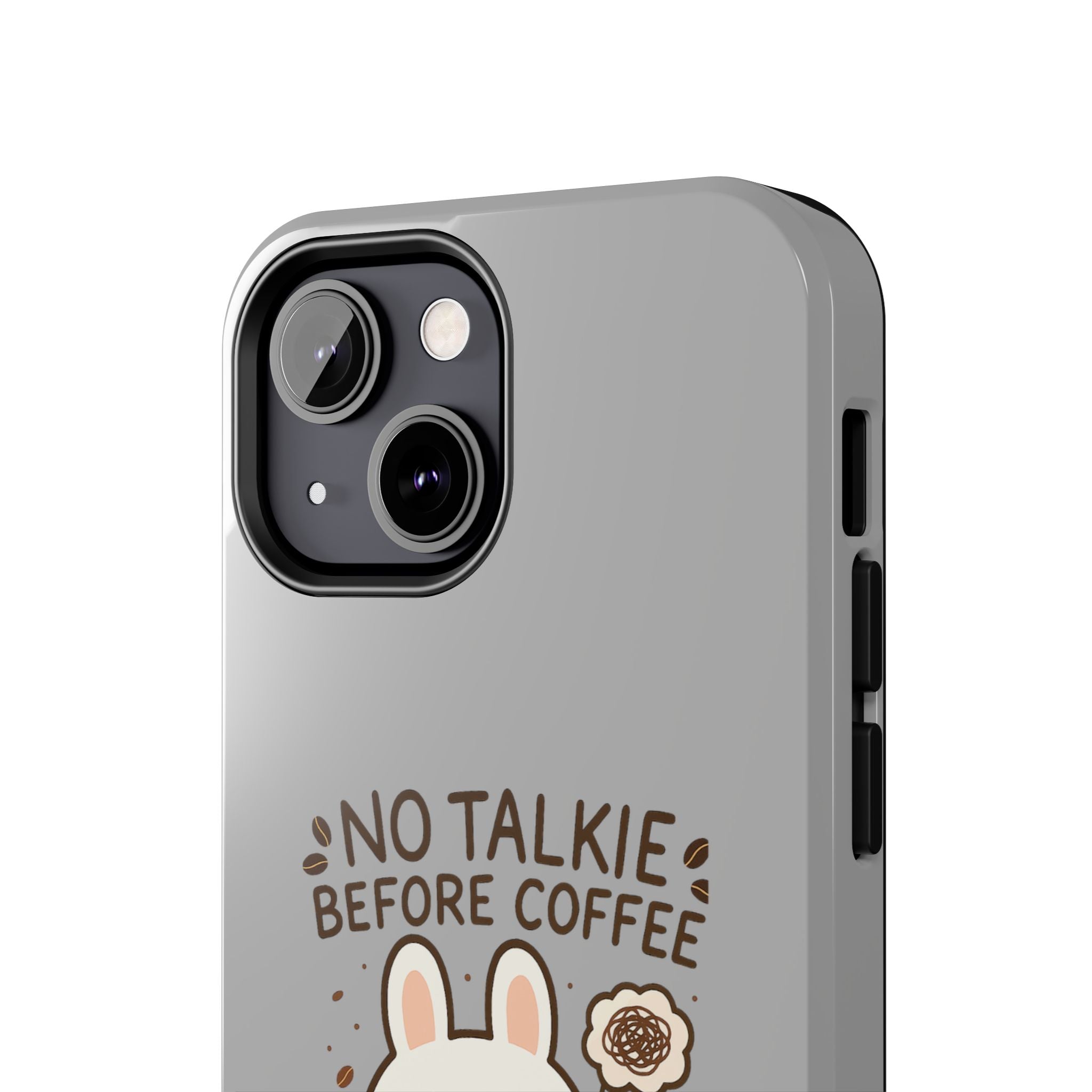 Capymo Family “No Talkie Before Coffee” Phone Case – Grumpy Bunny Morning Mood