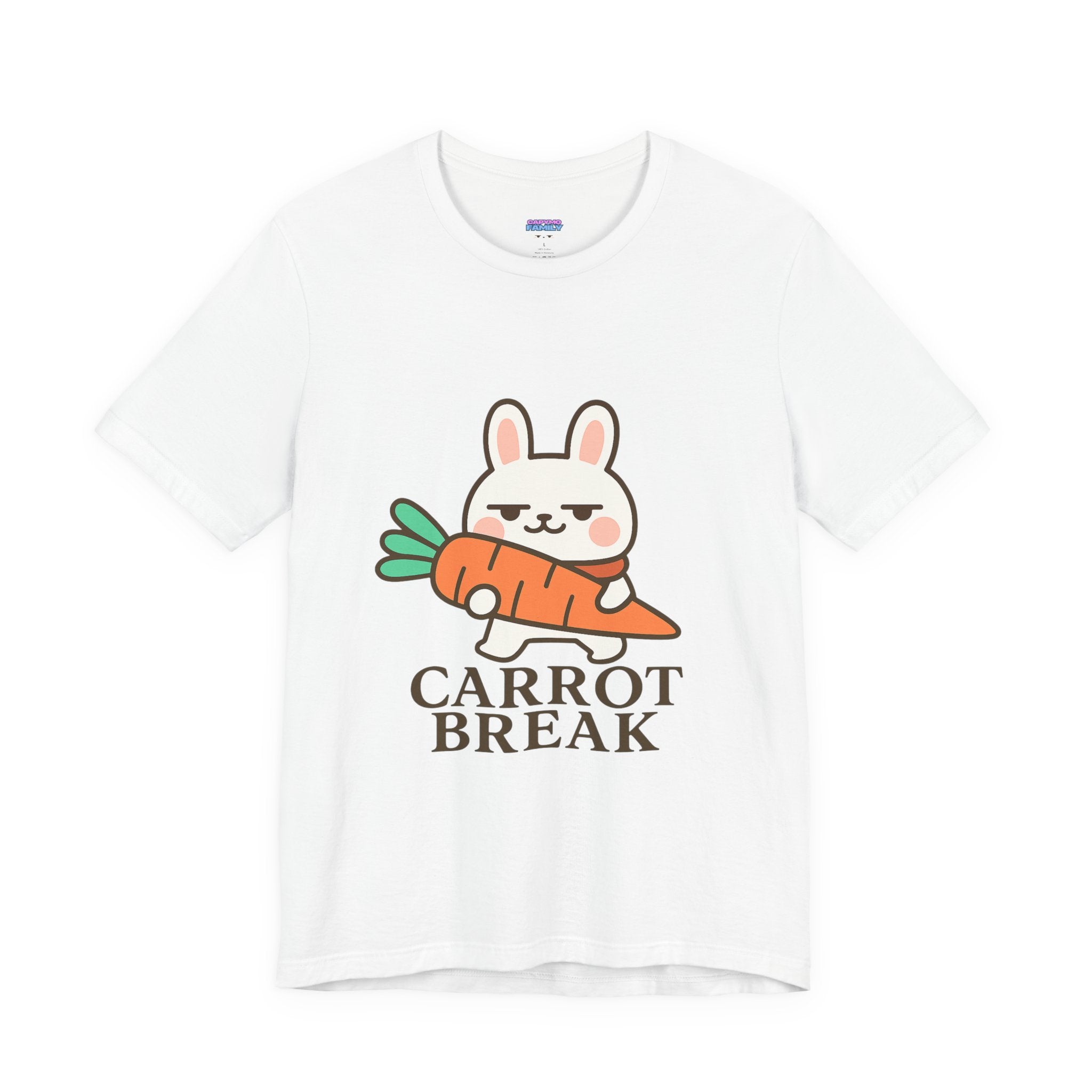 capymo Family Cute Carrot Break Bunny Tee - Unisex Jersey Short Sleeve Tee, Funny Animal Shirt, Spring Gift, Cute Graphic Tee, Gift for Bunny Lovers