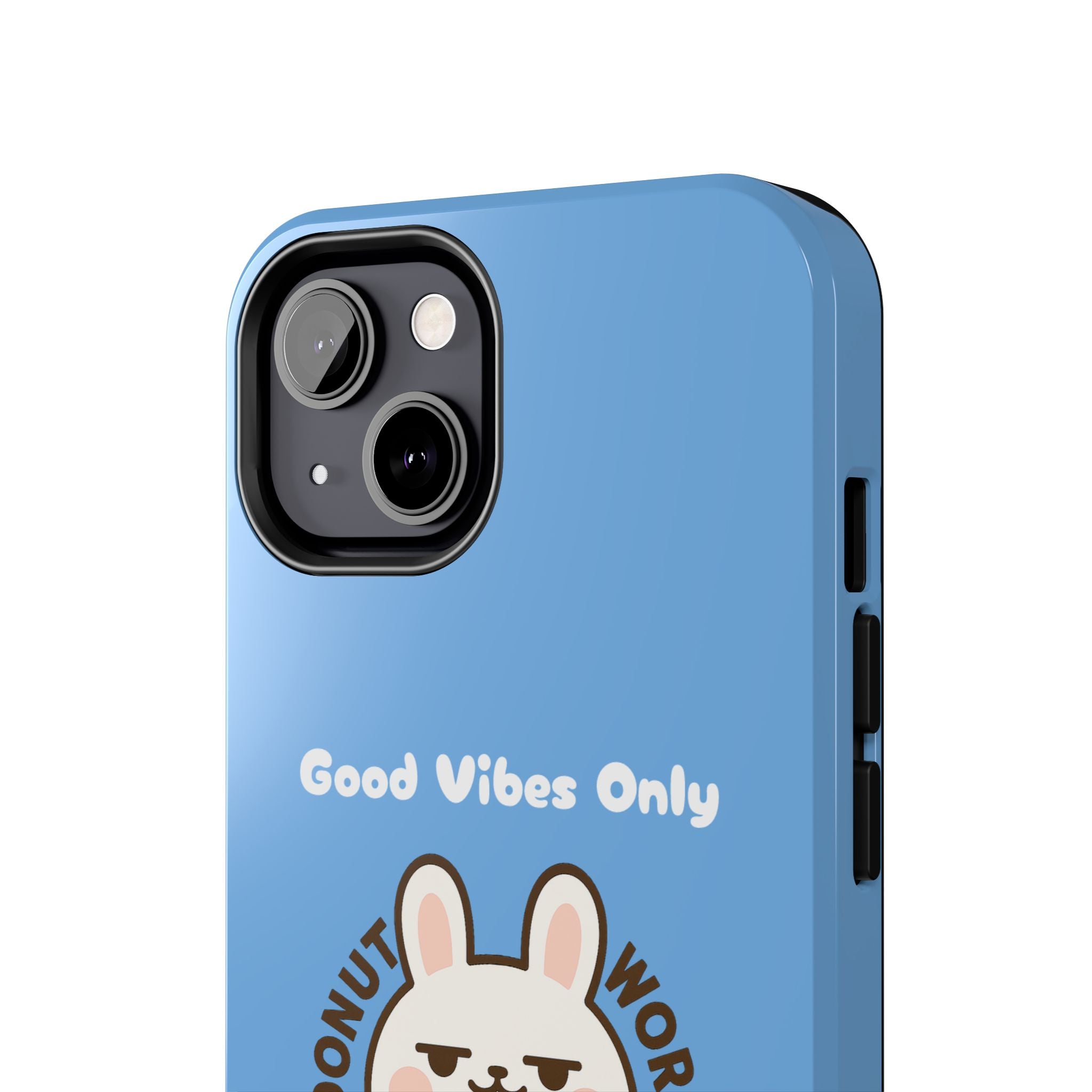 Capymo Family “Donut Worry, Be Soft” Phone Case – Cute Bunny & Donut Positive Vibes Cover
