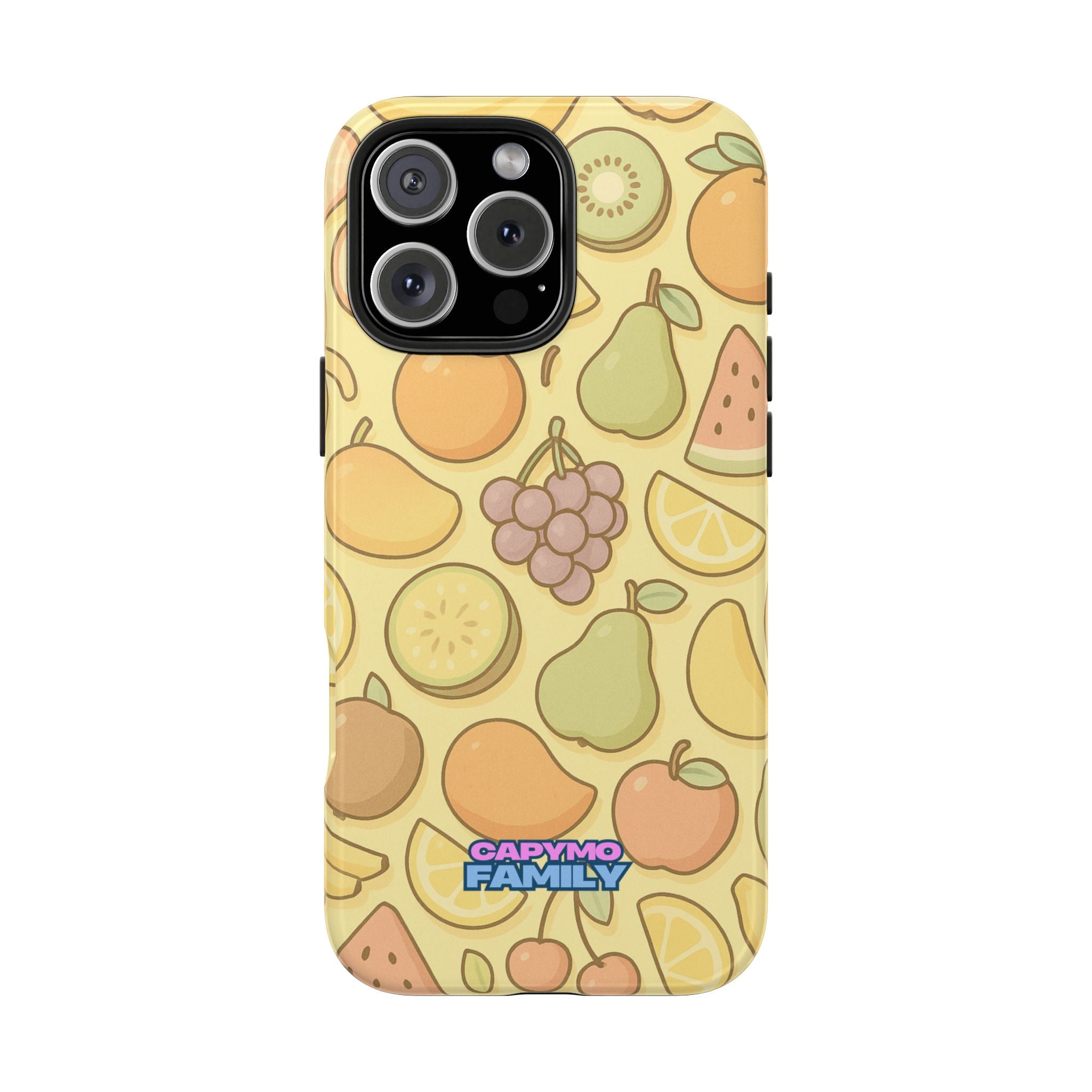 Capymo Family Kawaii Fruit Phone Case – Cute Aesthetic iPhone Cover with Citrus & Summer Vibes