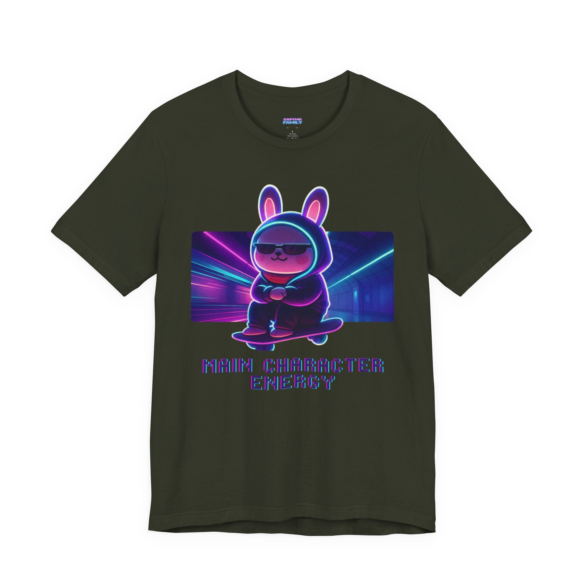 Capymo Family Kawaii Bunny Soft Cotton T-Shirt – "Main Character Energy" "Toto" The Bunny Cute Tee (Unisex)