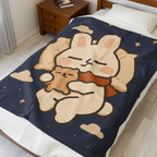 Velveteen Plush Blanket - Toto Sleeping Bunny Cartoon Cozy Throw, All Ages, Soft Kids Bedspread, Warm Lap Cover, Decorative Sofa Blanket