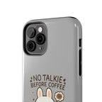 Capymo Family “No Talkie Before Coffee” Phone Case – Grumpy Bunny Morning Mood