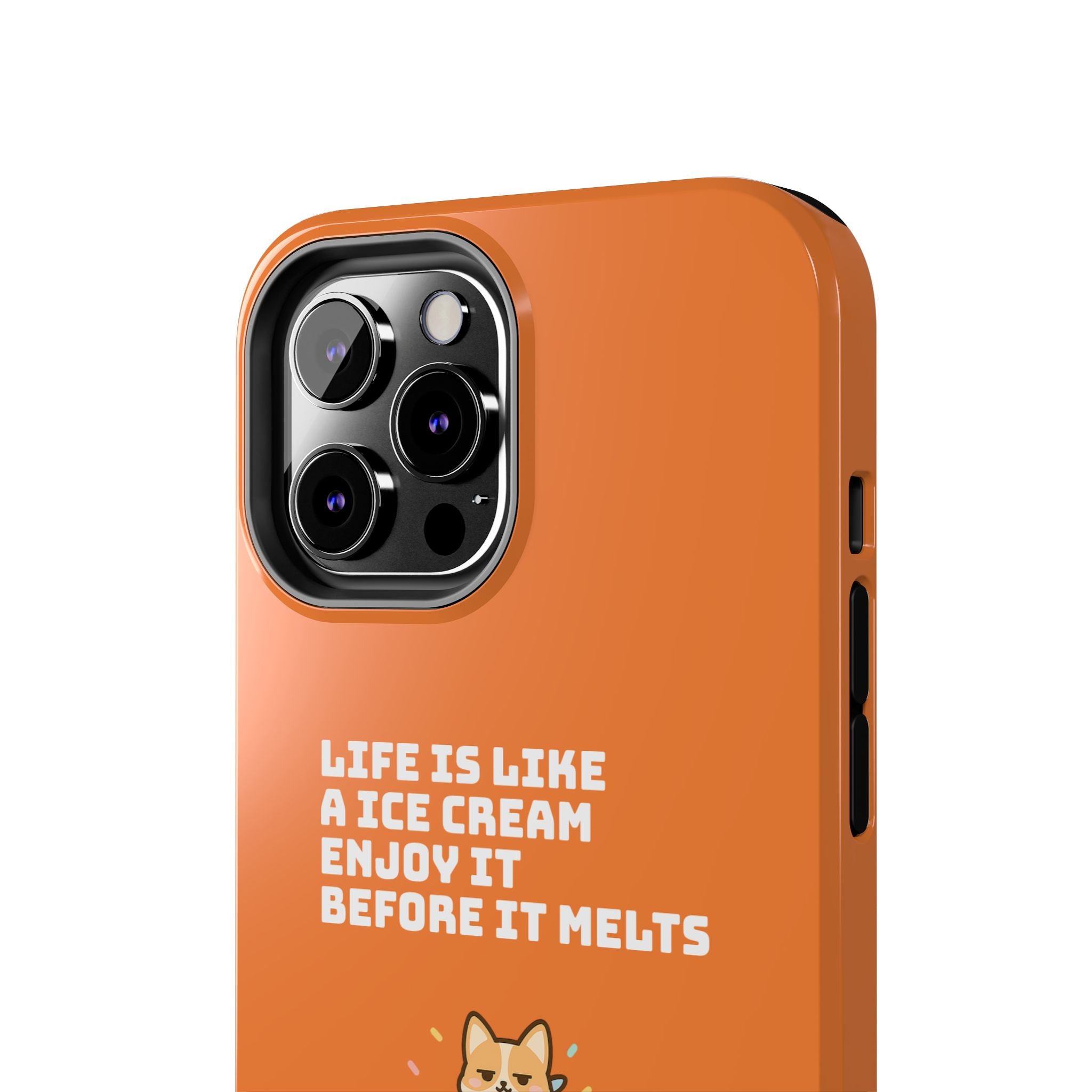 Capymo Family Ice Cream Cat Quote Phone Case – Cute Orange iPhone Cover with Motivational Saying