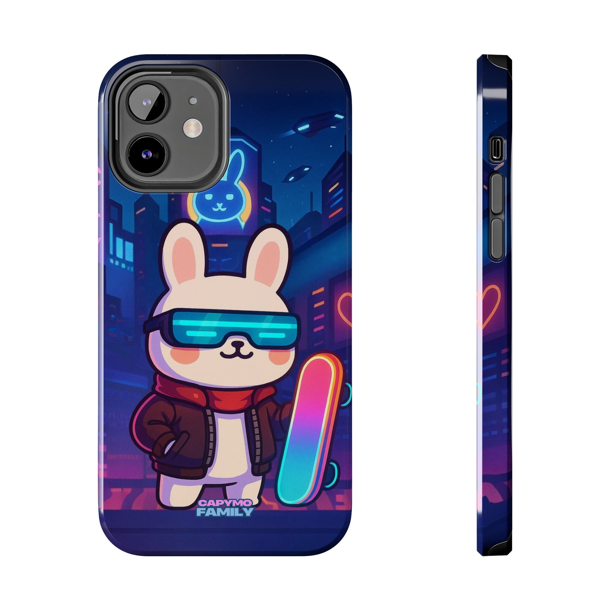 Capymo Family Cute Cartoon Bunny Tough Phone Case –Cyberpunk Bunny "Toto" Phone Case