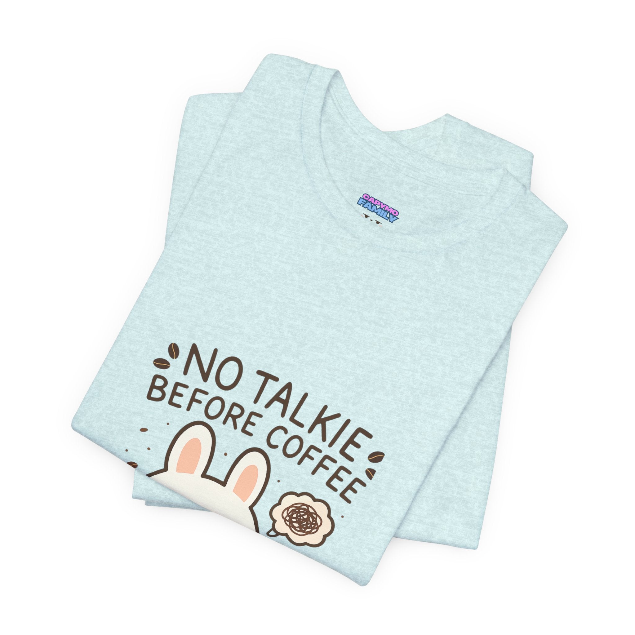 Capymo Family Kawaii Bunny Soft Cotton T-Shirt – "No Talkie Before Coffee" "Toto" The Bunny Cute Tee (Unisex)