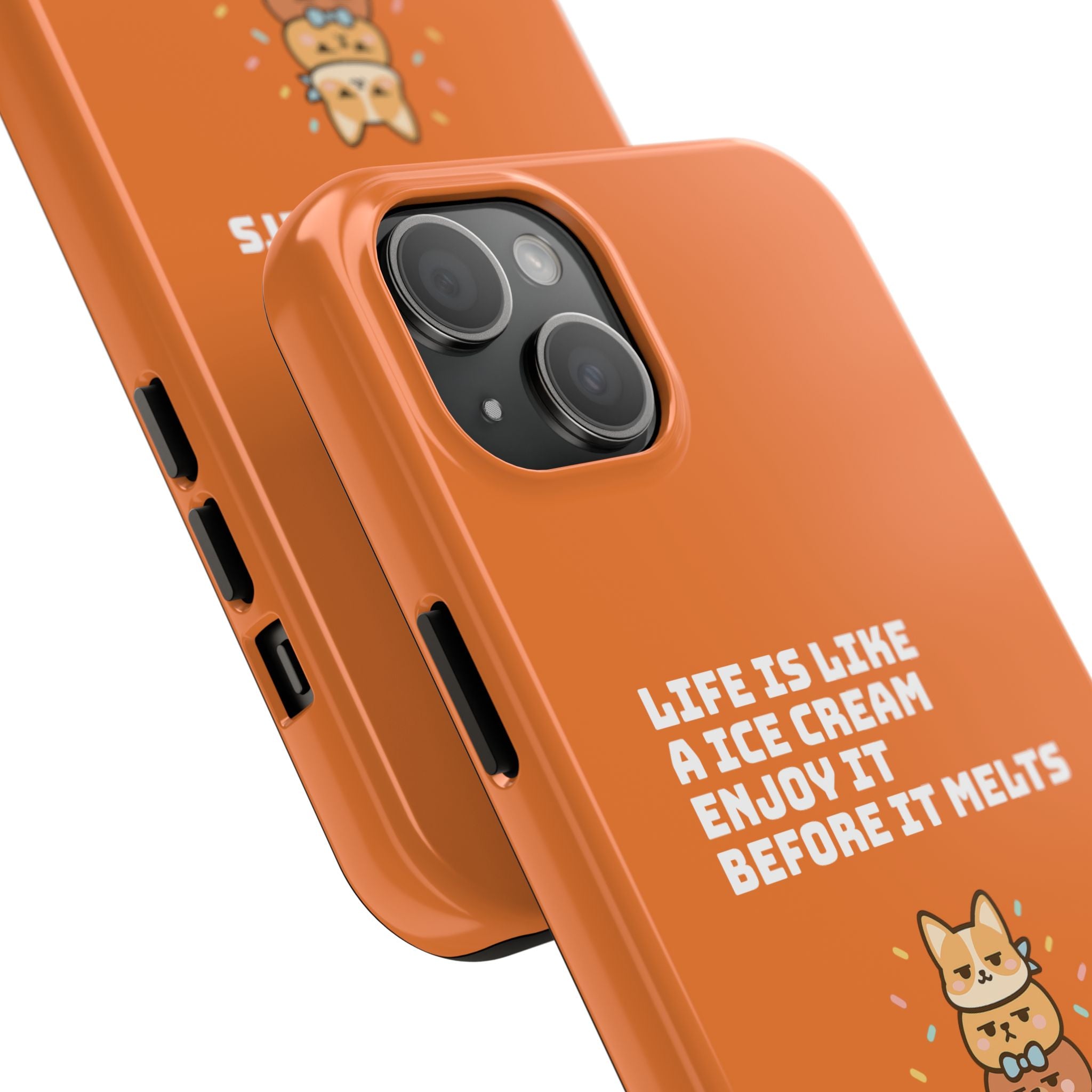 Capymo Family Ice Cream Cat Quote Phone Case – Cute Orange iPhone Cover with Motivational Saying