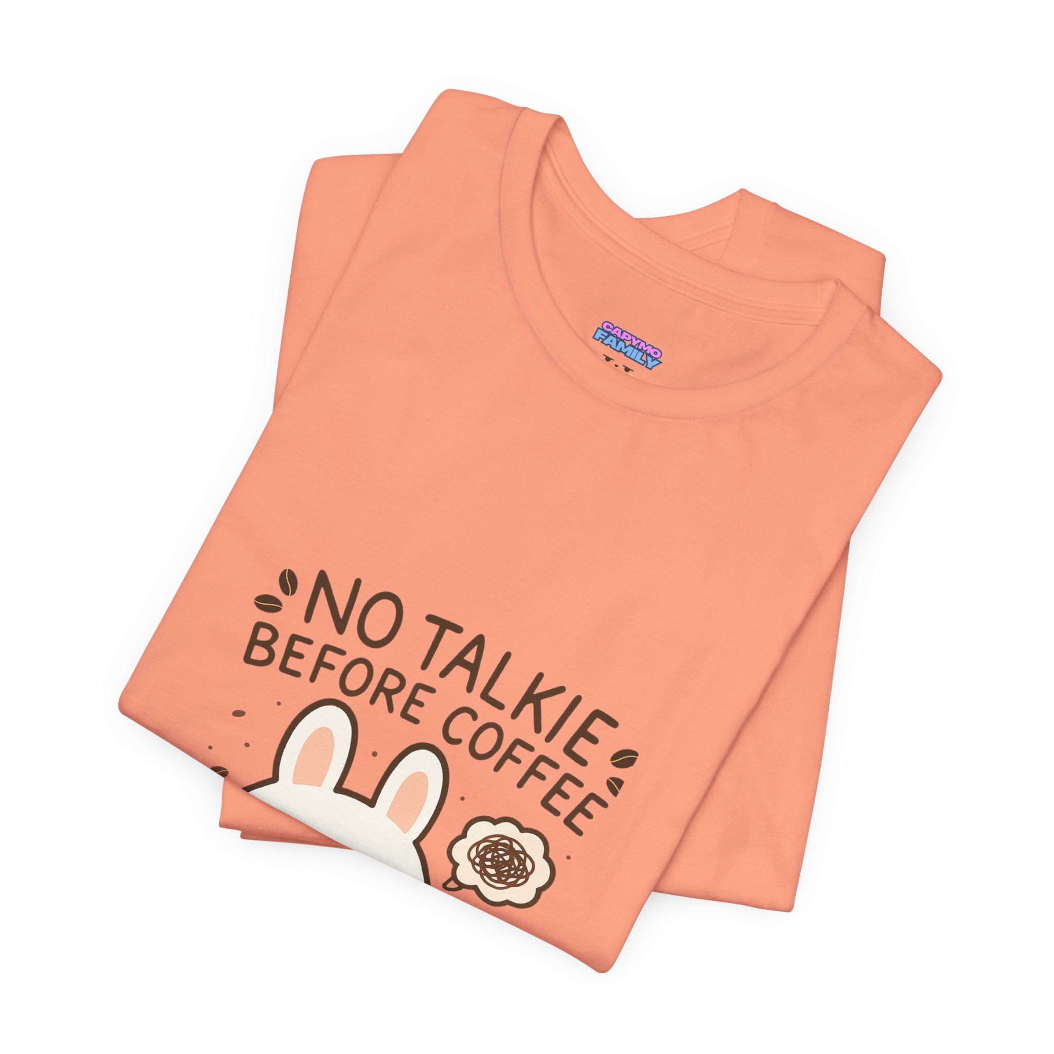 Capymo Family Kawaii Bunny Soft Cotton T-Shirt – "No Talkie Before Coffee" "Toto" The Bunny Cute Tee (Unisex)
