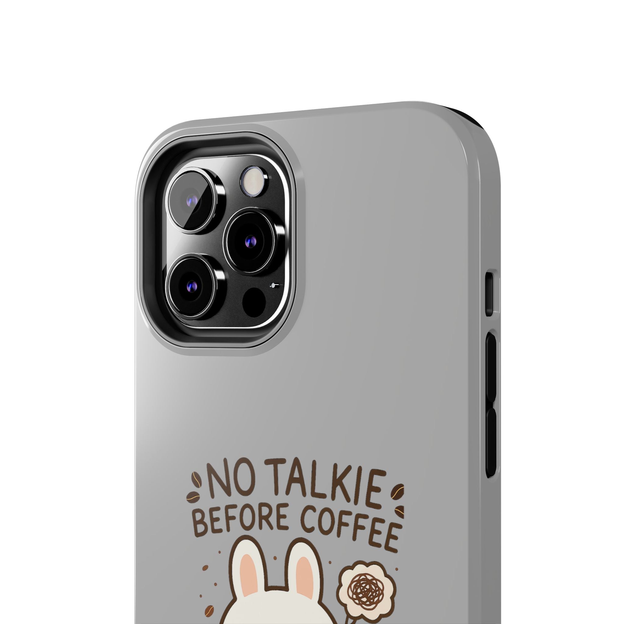 Capymo Family “No Talkie Before Coffee” Phone Case – Grumpy Bunny Morning Mood