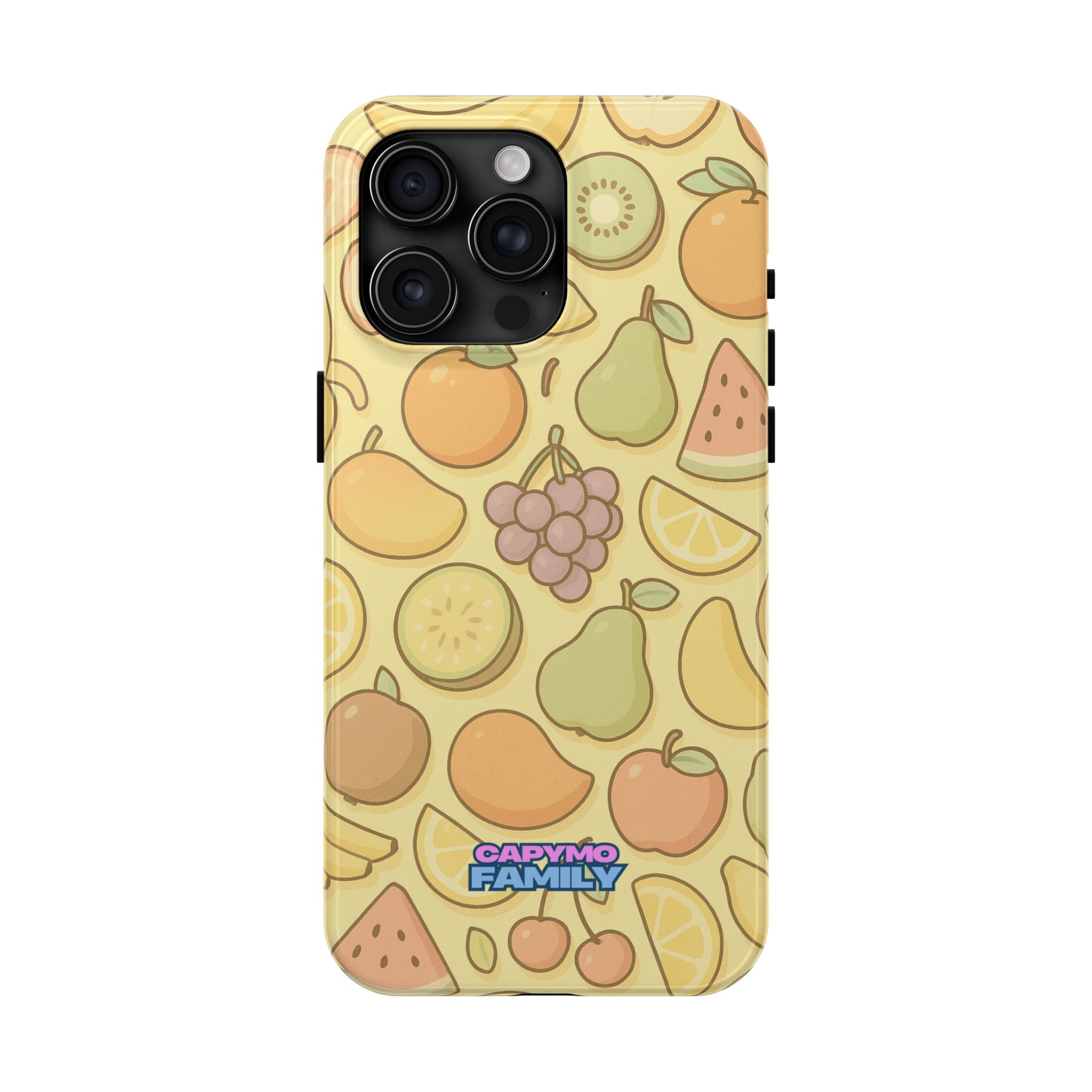 Capymo Family Kawaii Fruit Phone Case – Cute Aesthetic iPhone Cover with Citrus & Summer Vibes