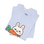 capymo Family Cute Carrot Break Bunny Tee - Unisex Jersey Short Sleeve Tee, Funny Animal Shirt, Spring Gift, Cute Graphic Tee, Gift for Bunny Lovers