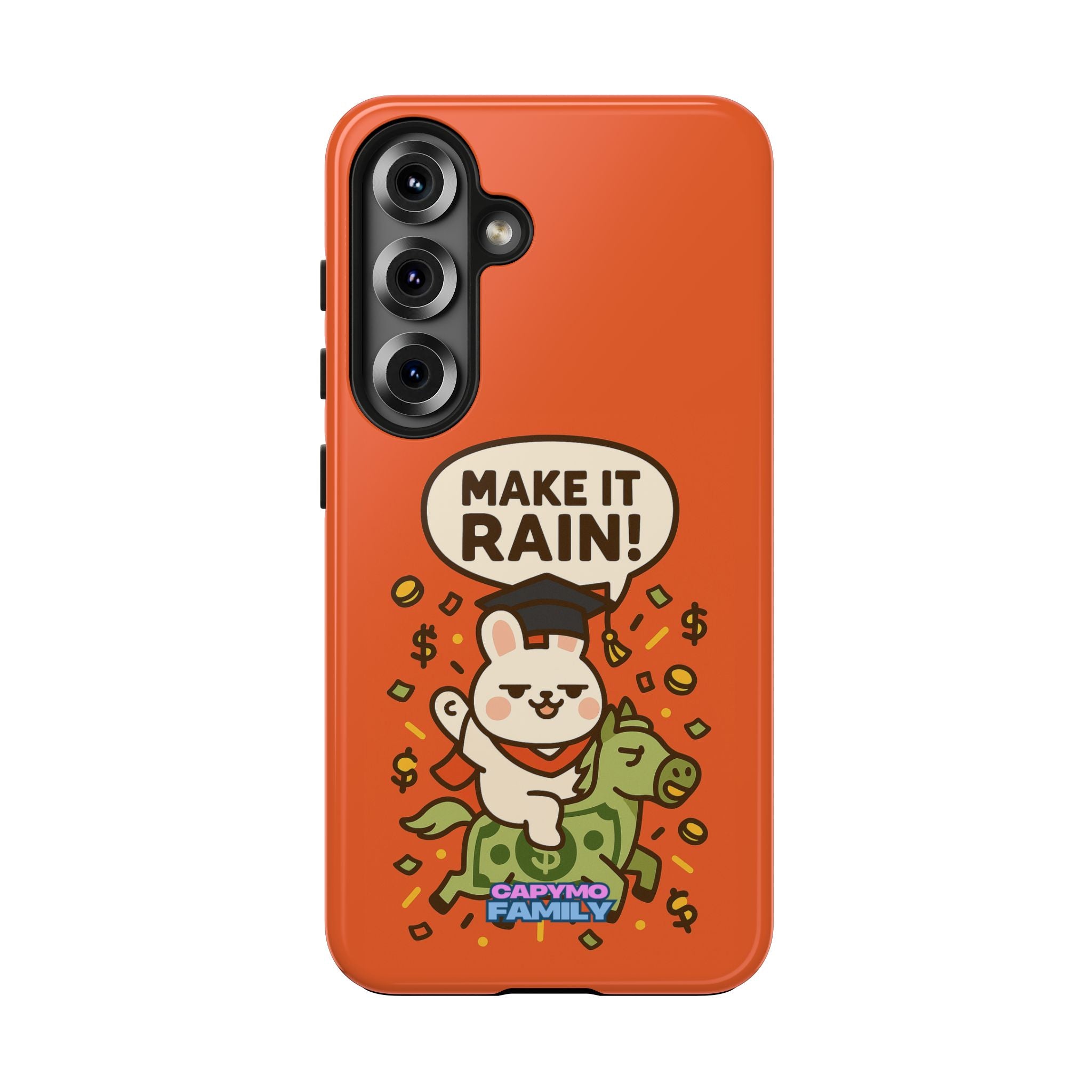 Capymo Family Playful Cute Cartoon Bunny Tough Phone Case –"Make It Rain" Bunny "Toto" Phone Case