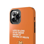 Capymo Family Ice Cream Cat Quote Phone Case – Cute Orange iPhone Cover with Motivational Saying