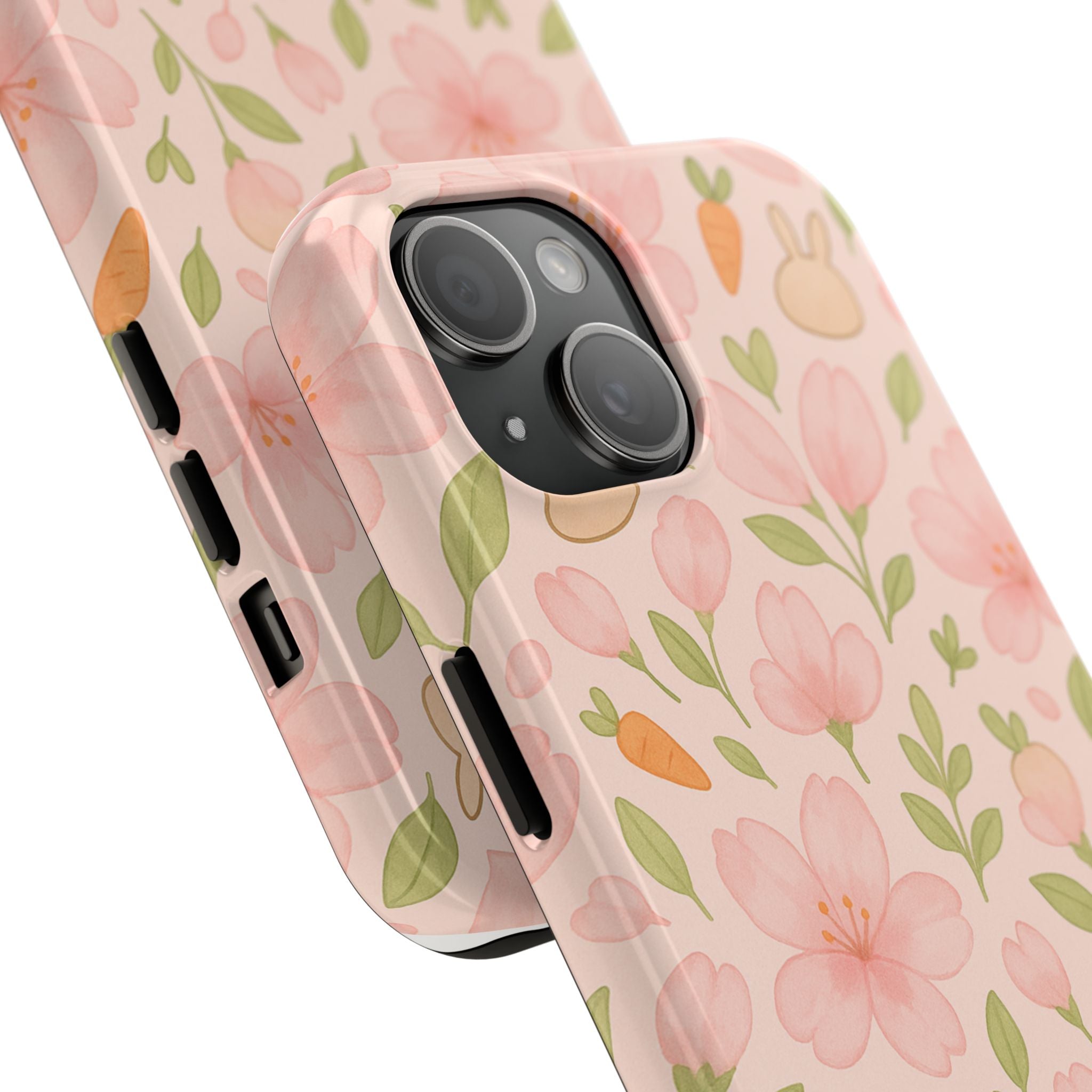 Capymo Family Bunny Blossom Spring Phone Case – Cute Floral iPhone Cover with Carrots & Sakura