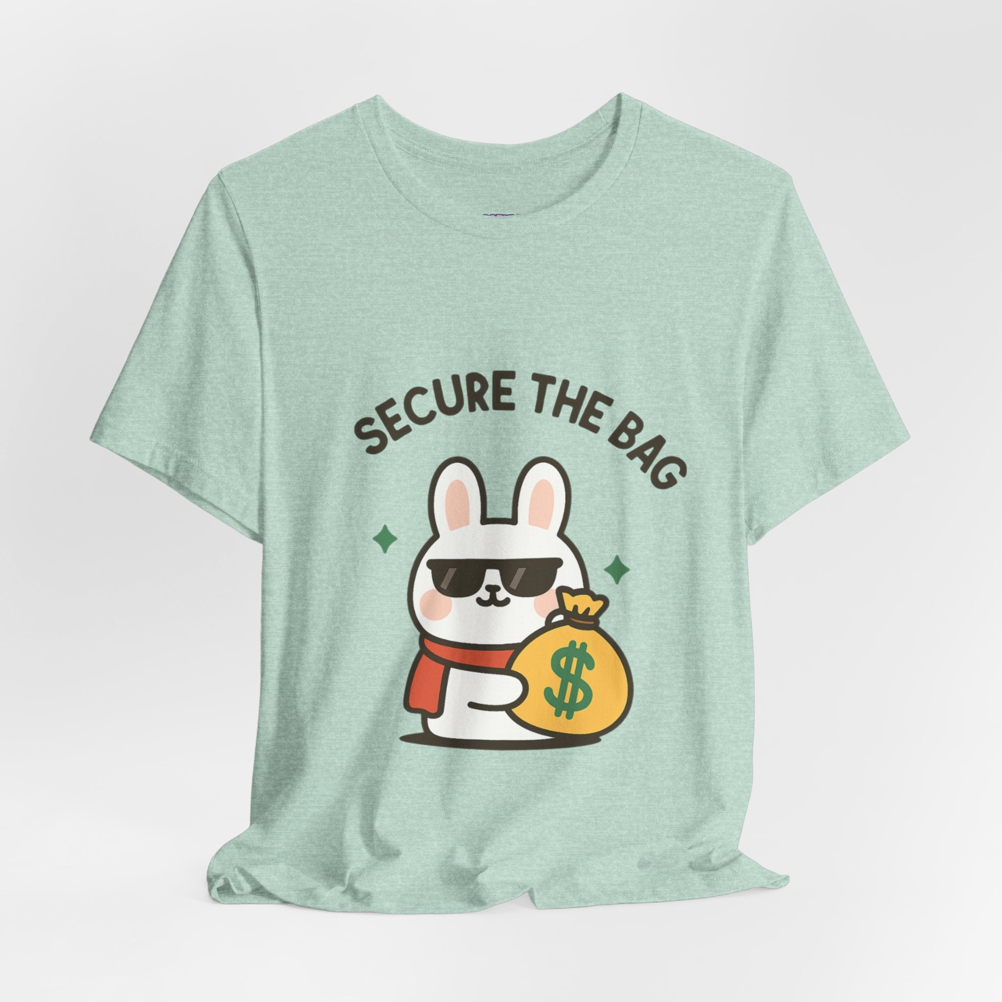 Capymo Family Kawaii Bunny Soft Cotton T-Shirt – "Secure the Bag" "Toto" The Bunny Cute Tee (Unisex)
