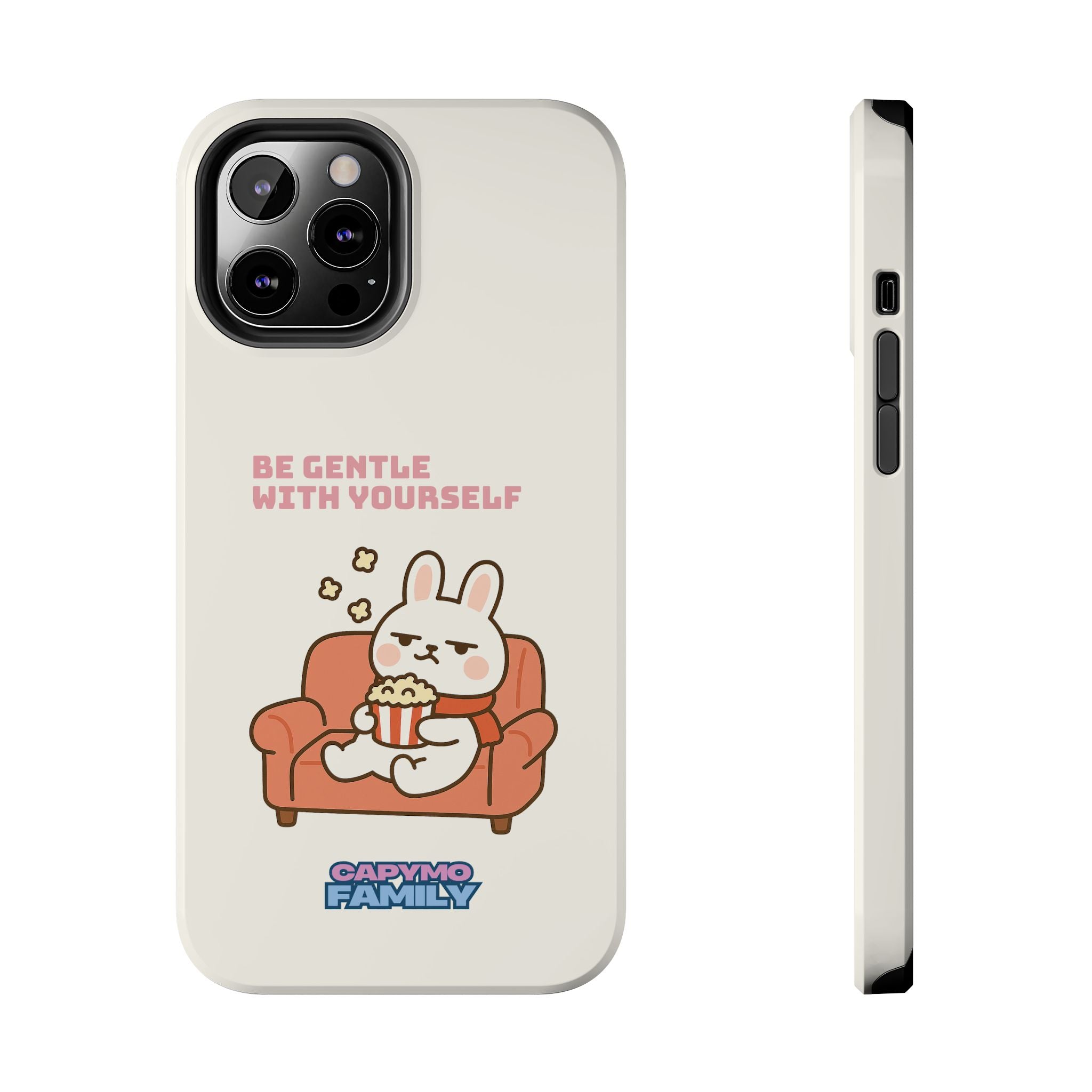 Capymo Family “Be Gentle With Yourself” Phone Case – Cozy Bunny Self-Care Quote Cover