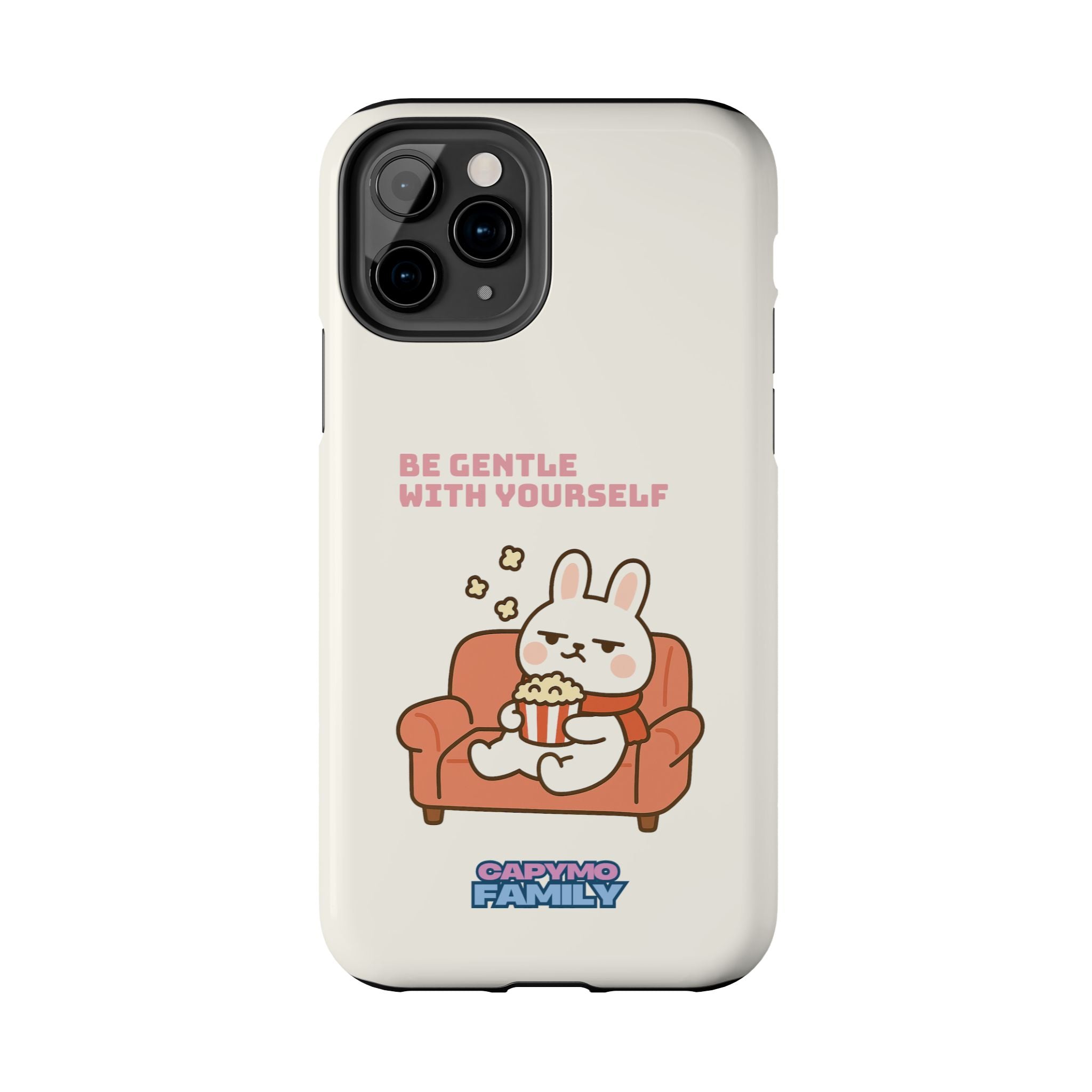 Capymo Family “Be Gentle With Yourself” Phone Case – Cozy Bunny Self-Care Quote Cover