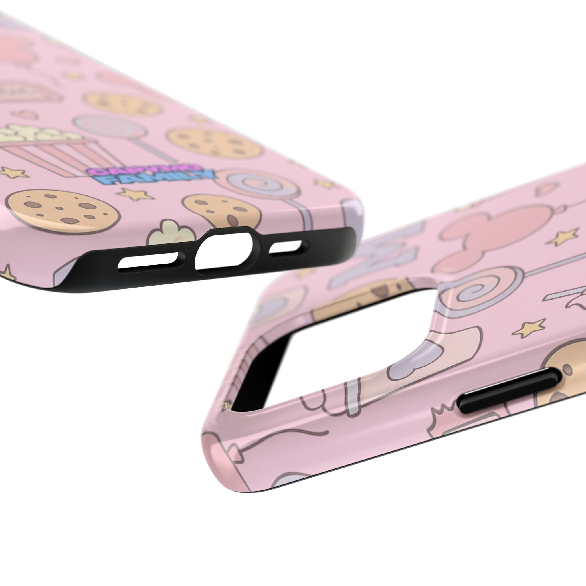 Capymo Family Kawaii Magic Snack Phone Case – Pastel Candy, Popcorn & Cookie Pattern Cover