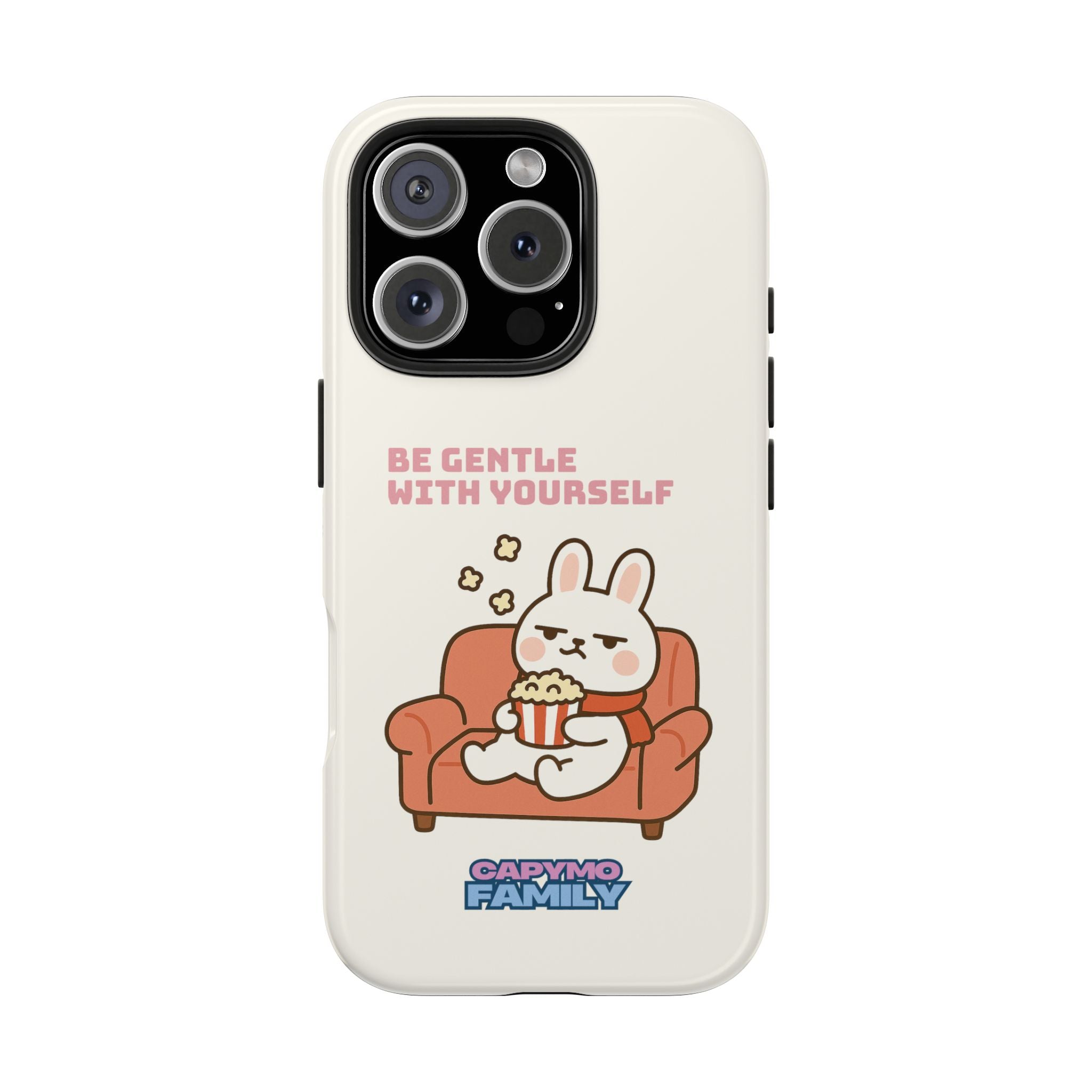 Capymo Family “Be Gentle With Yourself” Phone Case – Cozy Bunny Self-Care Quote Cover