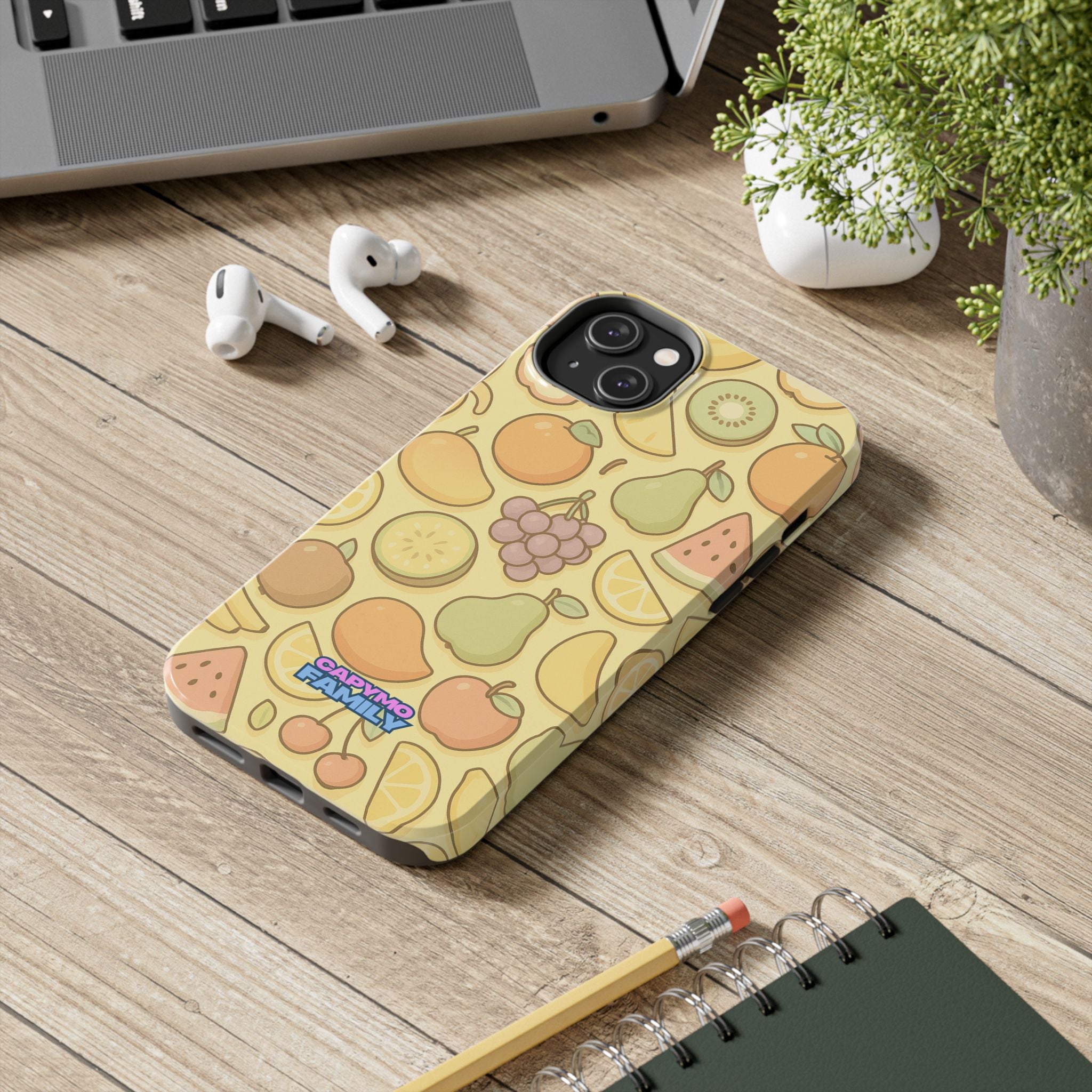 Capymo Family Kawaii Fruit Phone Case – Cute Aesthetic iPhone Cover with Citrus & Summer Vibes