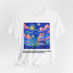 Capymo Family Starry Sky Night Vibrant Bunny Graphic Tee, Fun and Whimsical Short Sleeve Shirt, Perfect for Family Gatherings, Easter, or Everyday Wear