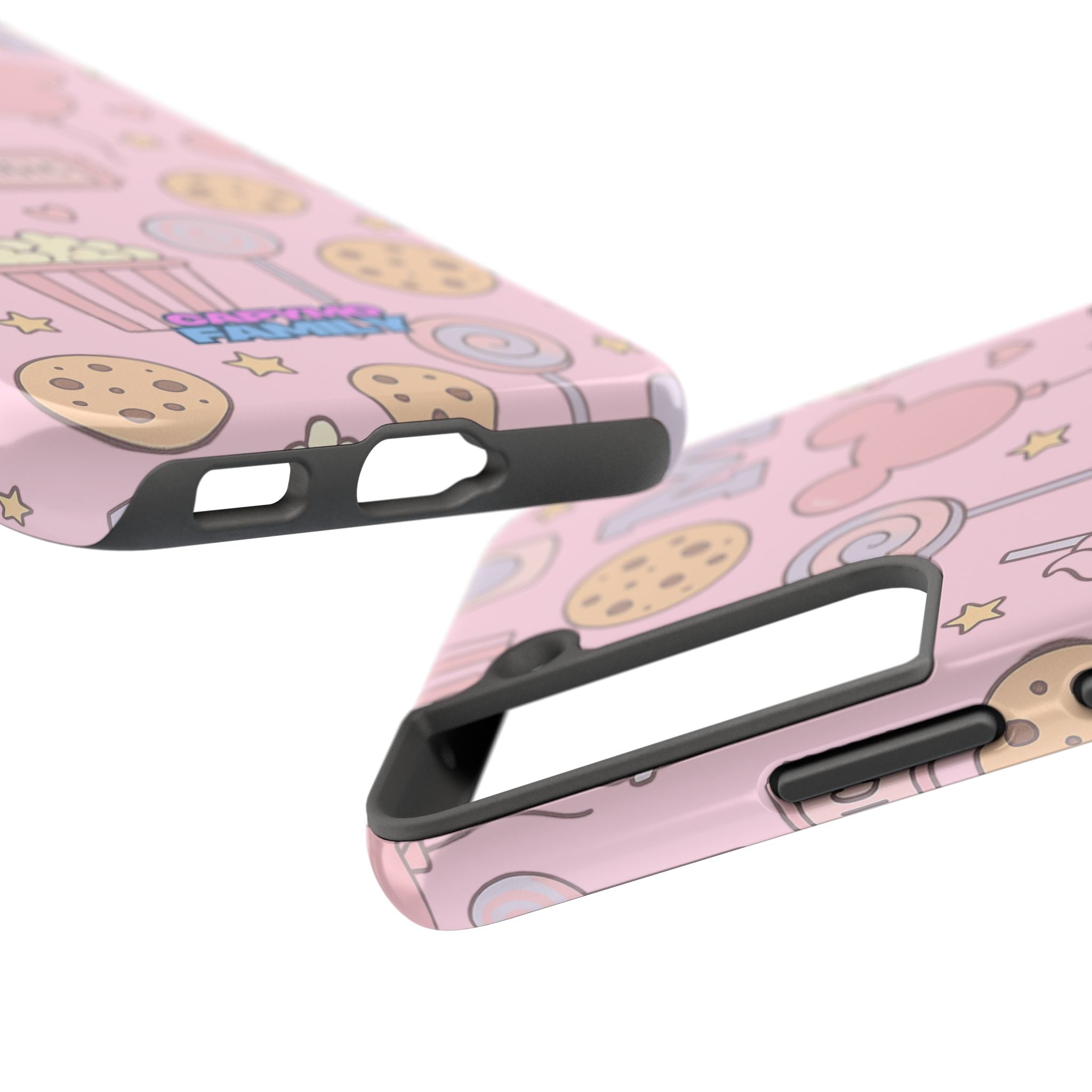 Capymo Family Kawaii Magic Snack Phone Case – Pastel Candy, Popcorn & Cookie Pattern Cover