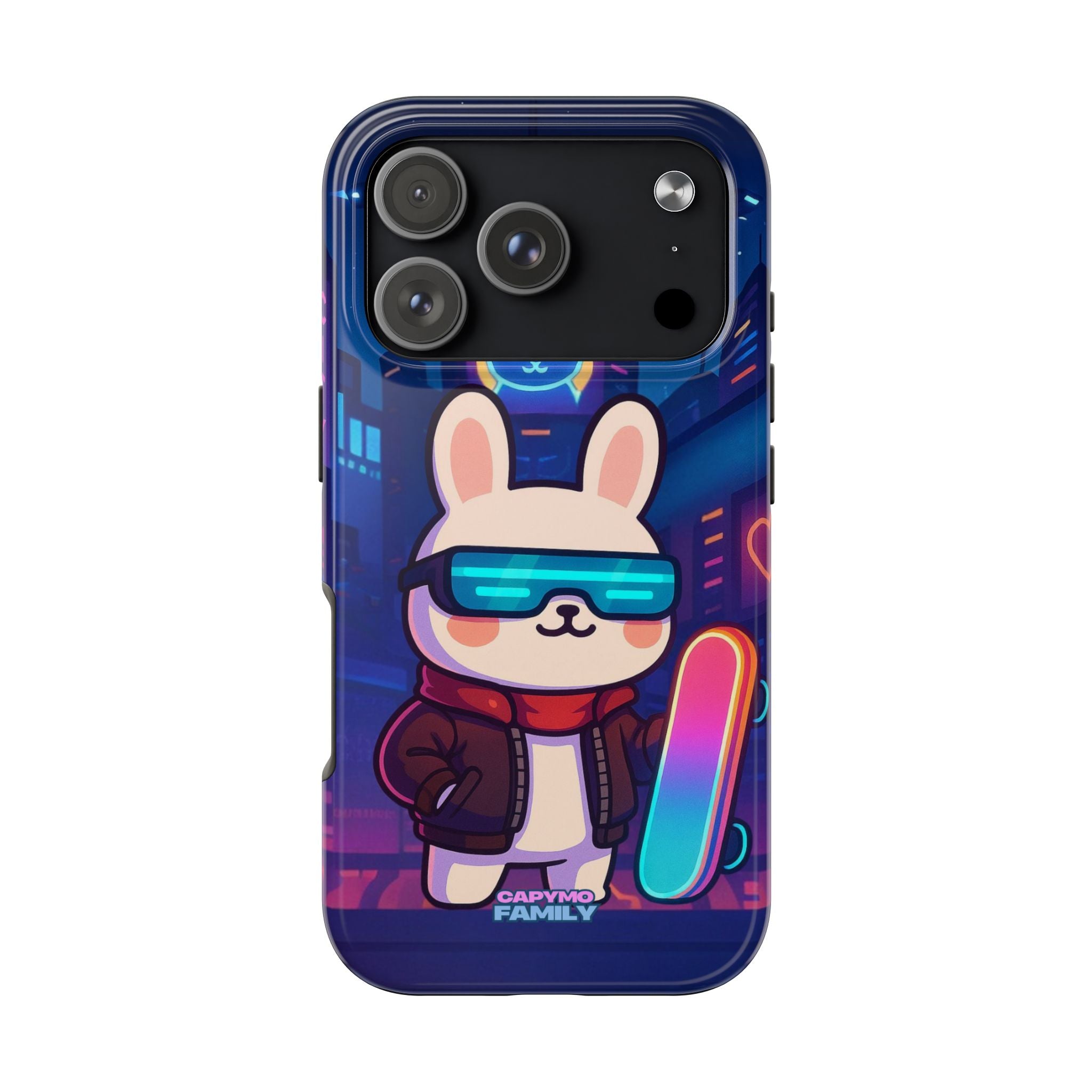 Capymo Family Cute Cartoon Bunny Tough Phone Case –Cyberpunk Bunny "Toto" Phone Case