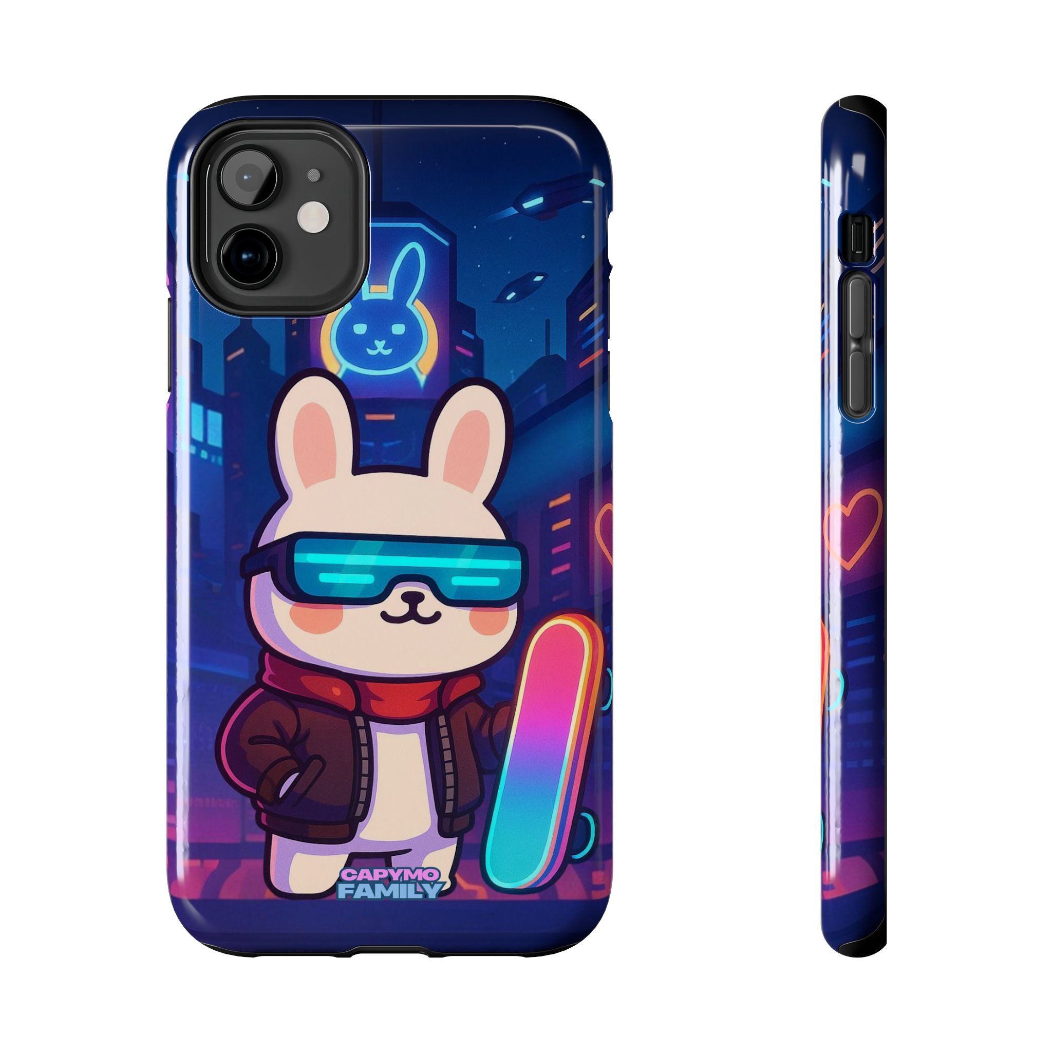 Capymo Family Cute Cartoon Bunny Tough Phone Case –Cyberpunk Bunny "Toto" Phone Case