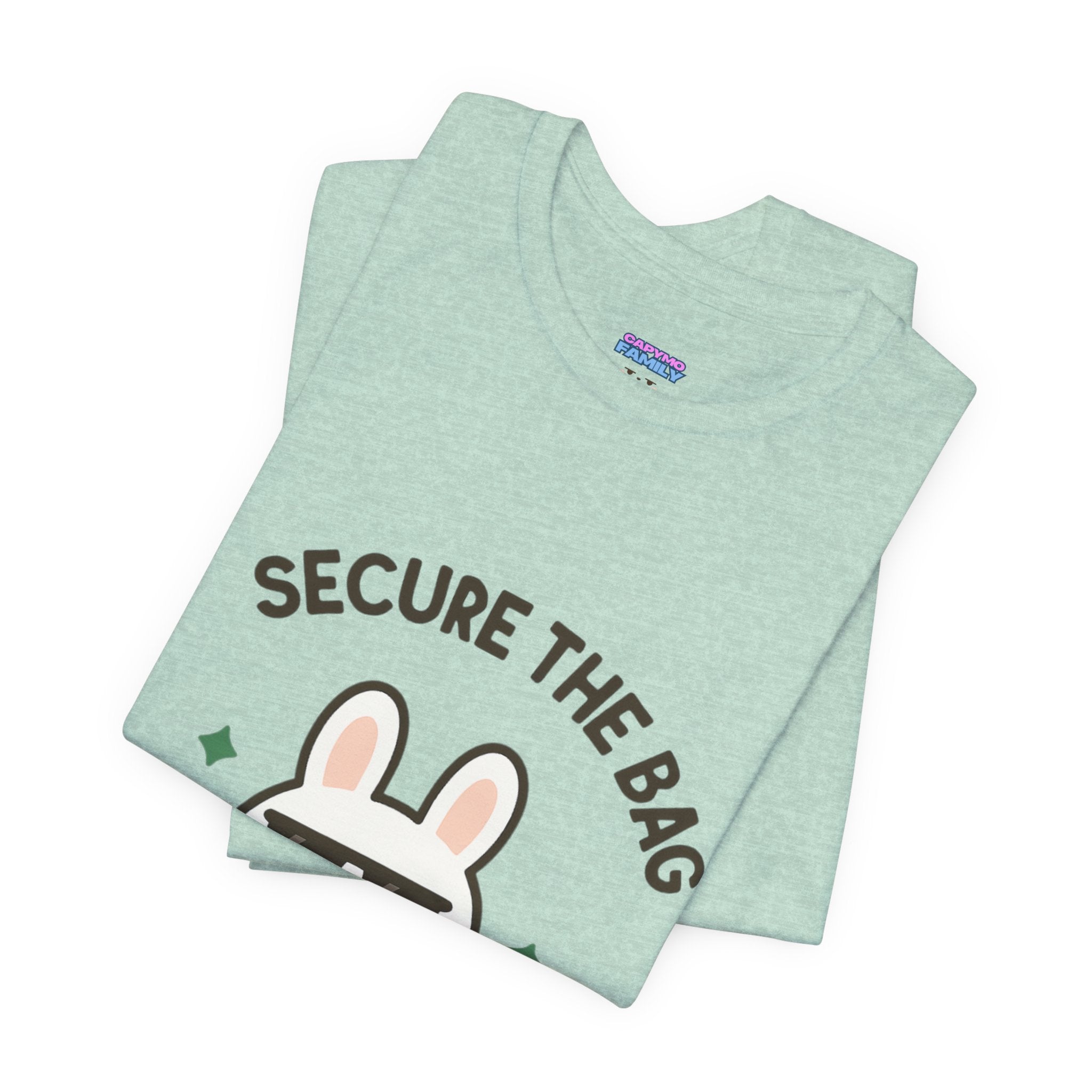 Capymo Family Kawaii Bunny Soft Cotton T-Shirt – "Secure the Bag" "Toto" The Bunny Cute Tee (Unisex)