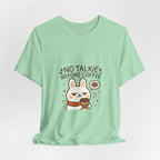 Capymo Family Kawaii Bunny Soft Cotton T-Shirt – "No Talkie Before Coffee" "Toto" The Bunny Cute Tee (Unisex)
