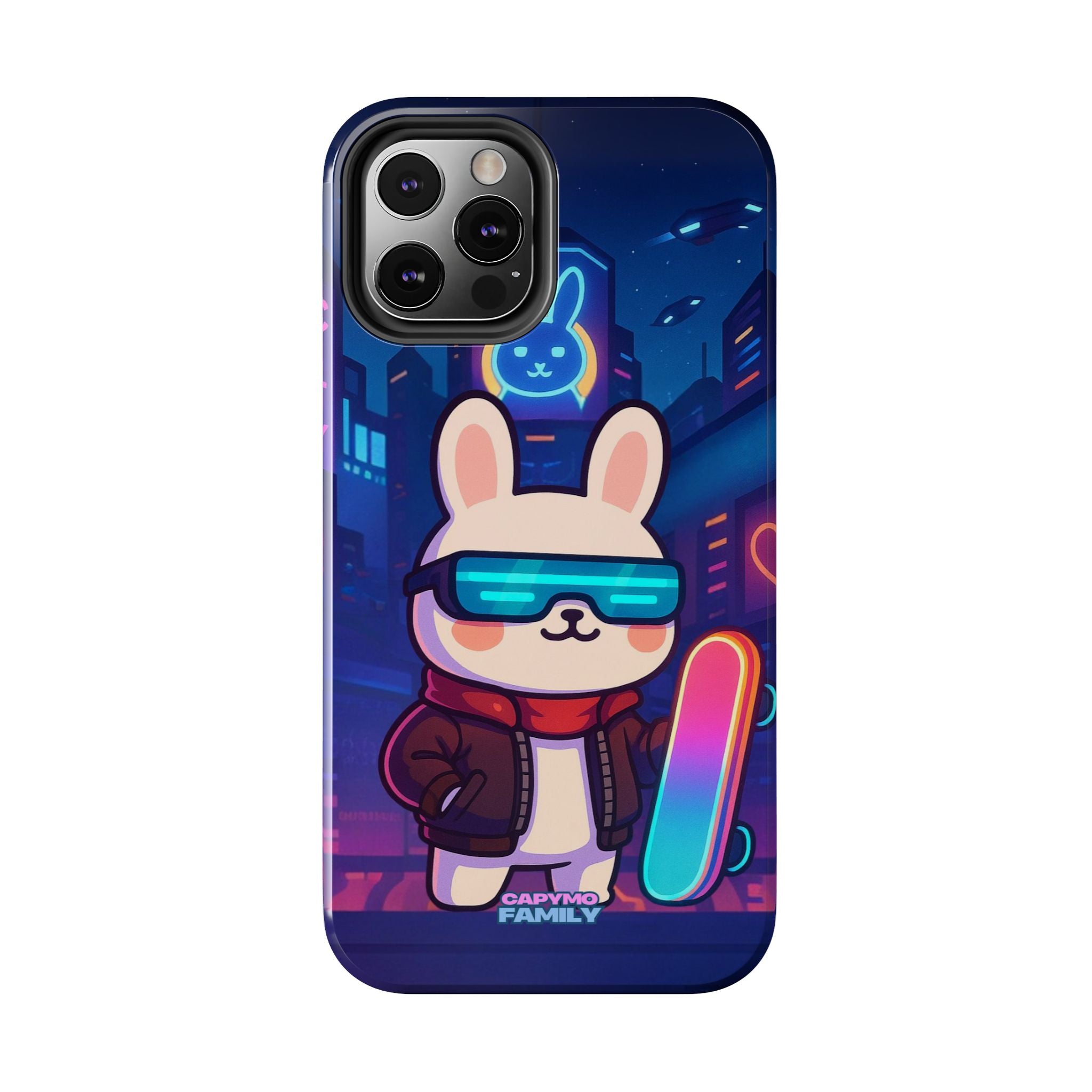 Capymo Family Cute Cartoon Bunny Tough Phone Case –Cyberpunk Bunny "Toto" Phone Case
