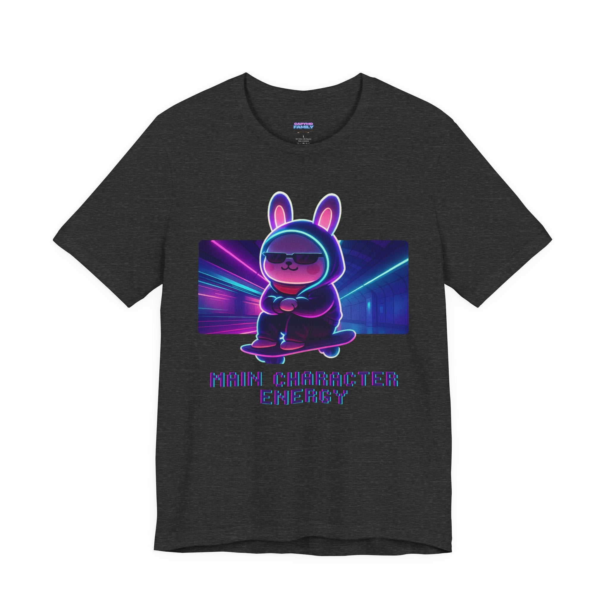 Capymo Family Kawaii Bunny Soft Cotton T-Shirt – "Main Character Energy" "Toto" The Bunny Cute Tee (Unisex)