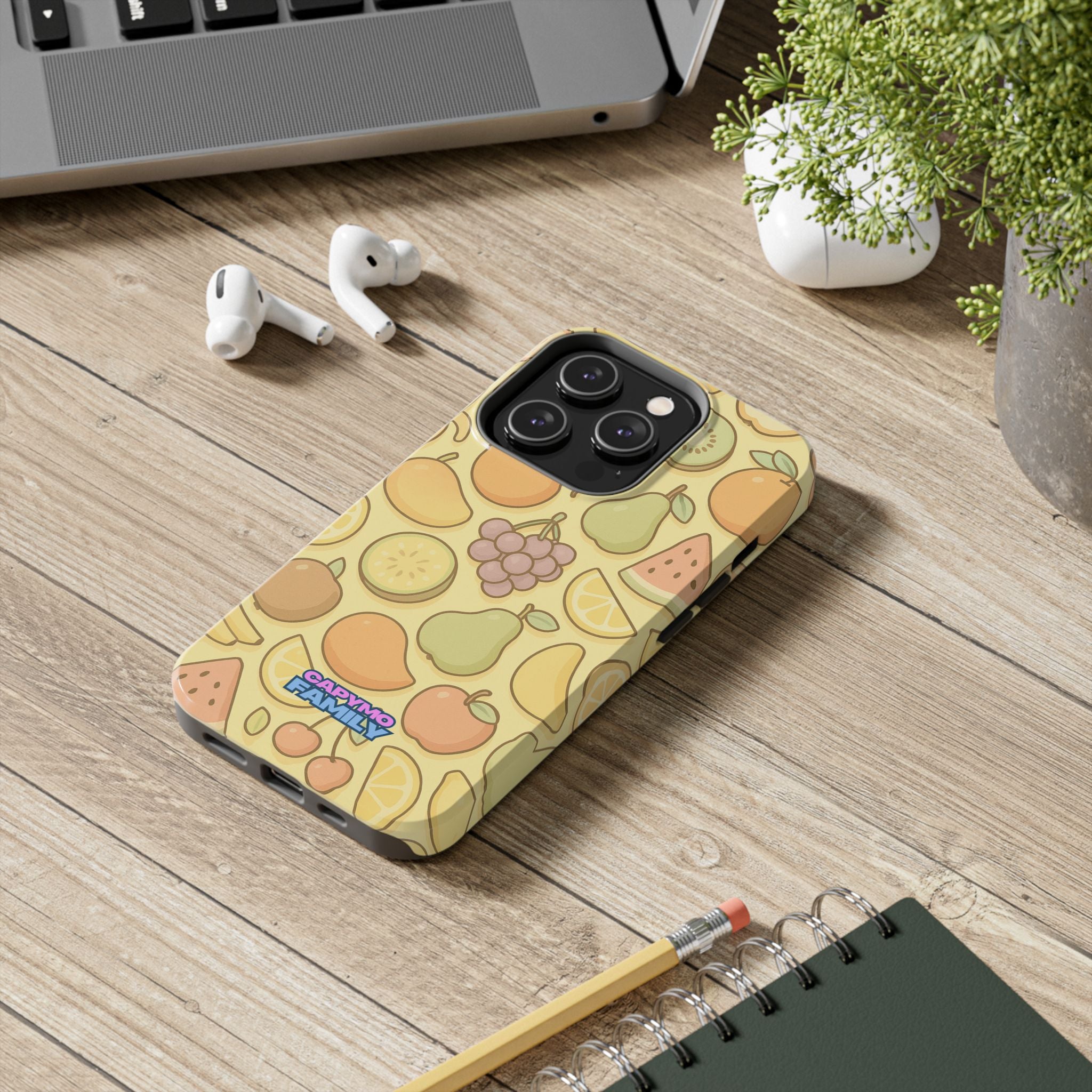 Capymo Family Kawaii Fruit Phone Case – Cute Aesthetic iPhone Cover with Citrus & Summer Vibes