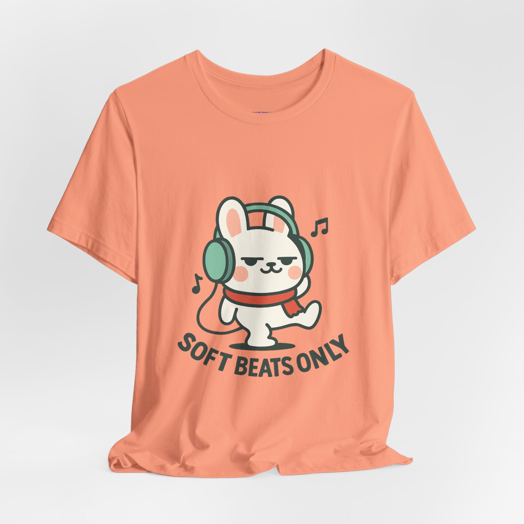 Capymo Family Cute Bunny Music Unisex Tee, Soft Beats Only, Gift for Music Lovers, Relaxed Fit T-Shirt, Animal Lover Apparel, Casual Wear