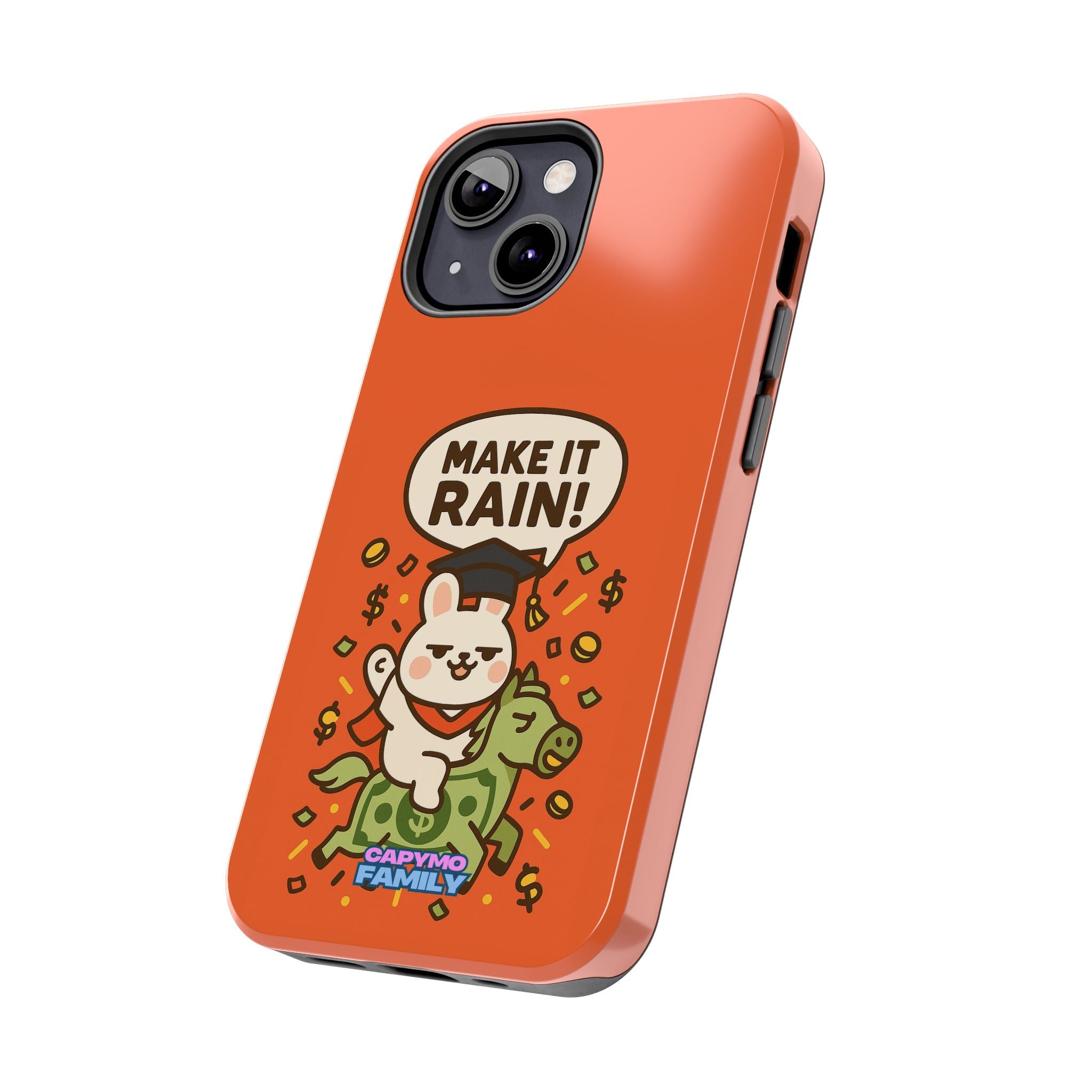 Capymo Family Playful Cute Cartoon Bunny Tough Phone Case –"Make It Rain" Bunny "Toto" Phone Case