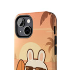 Capymo Family Sunset Surf Bunny Phone Case – Tropical Beach Skateboard Bunny "Toto" Phone Case