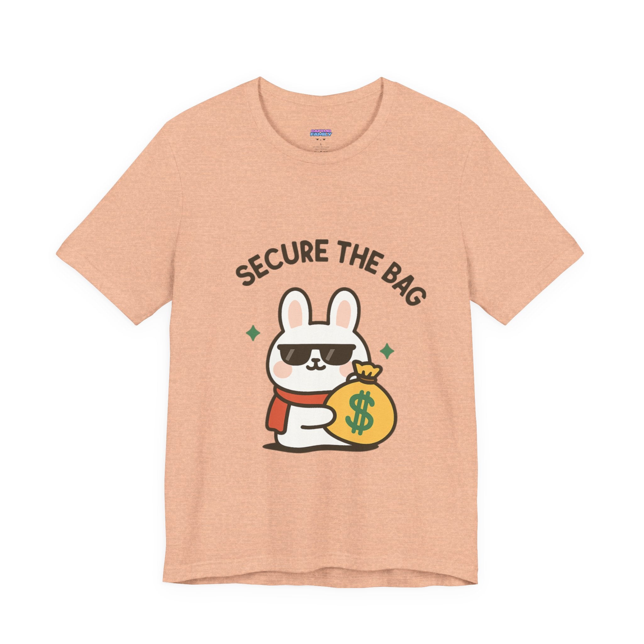 Capymo Family Kawaii Bunny Soft Cotton T-Shirt – "Secure the Bag" "Toto" The Bunny Cute Tee (Unisex)