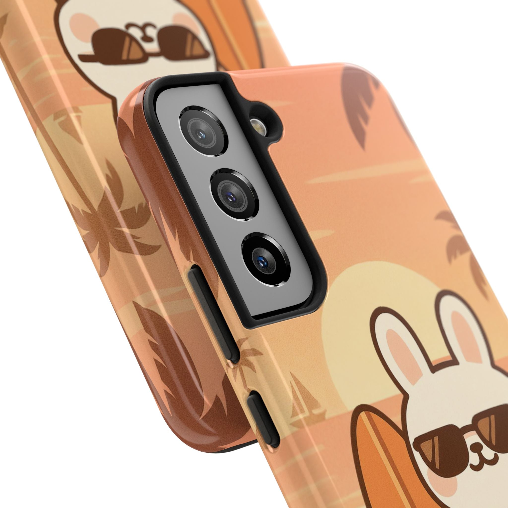 Capymo Family Sunset Surf Bunny Phone Case – Tropical Beach Skateboard Bunny "Toto" Phone Case