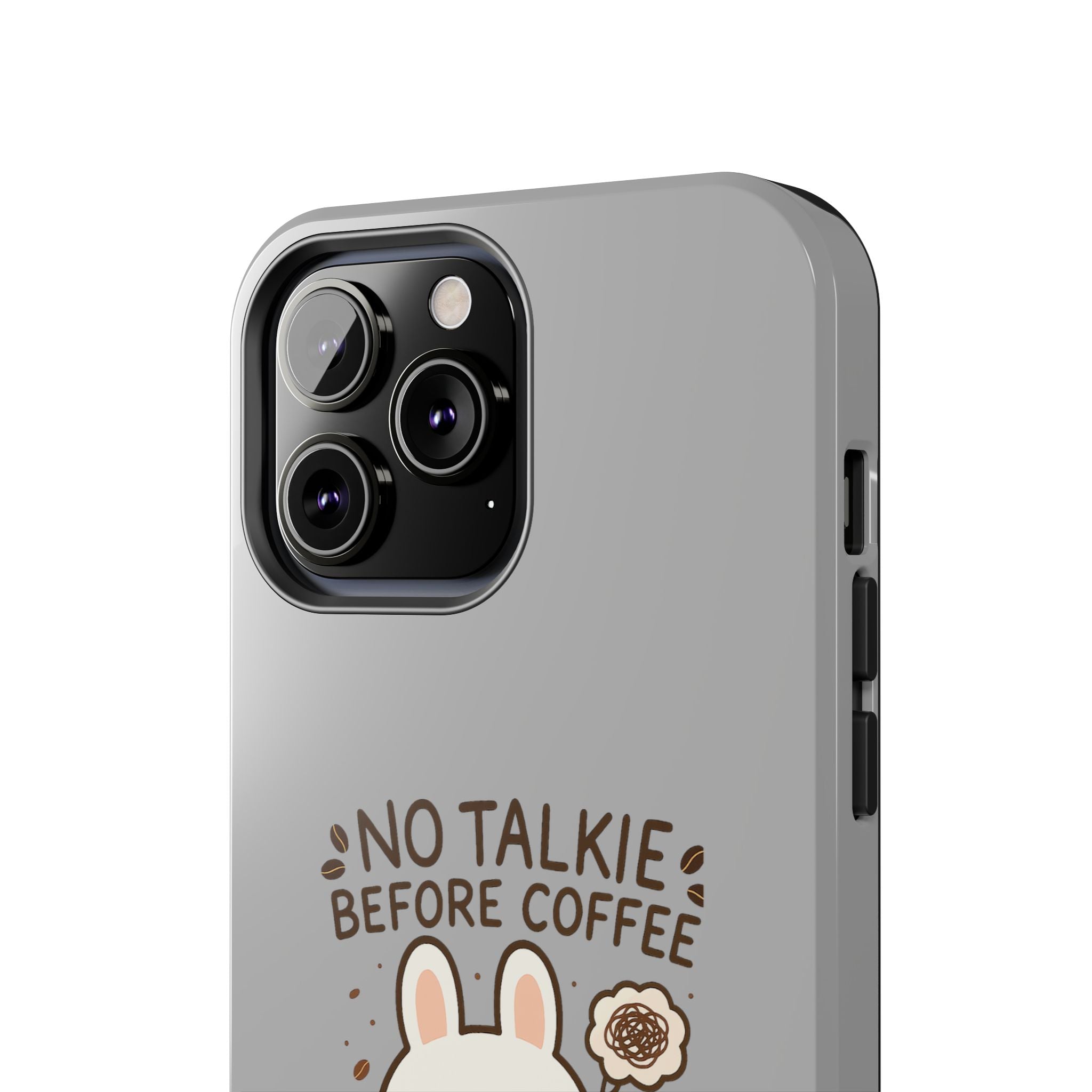 Capymo Family “No Talkie Before Coffee” Phone Case – Grumpy Bunny Morning Mood