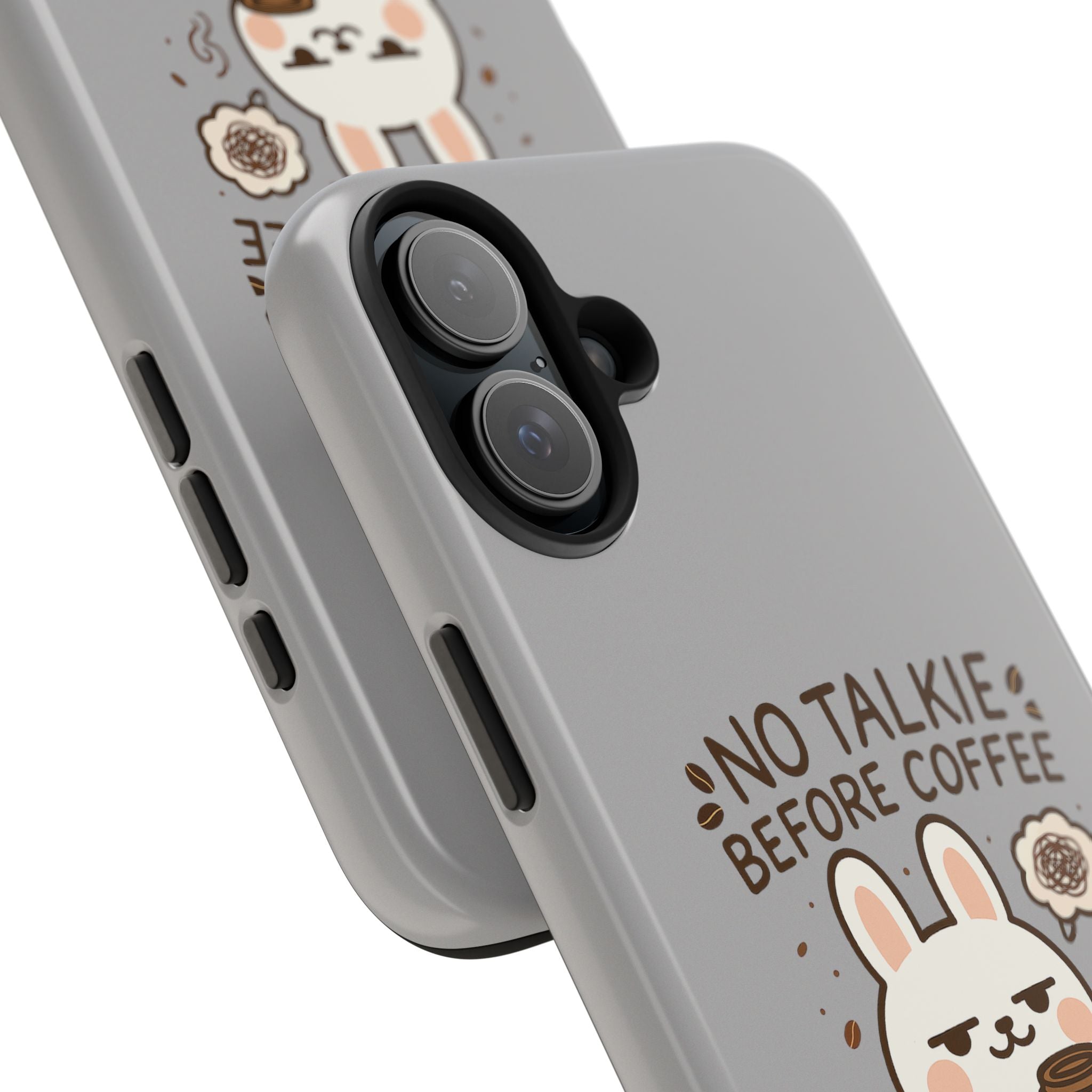 Capymo Family “No Talkie Before Coffee” Phone Case – Grumpy Bunny Morning Mood