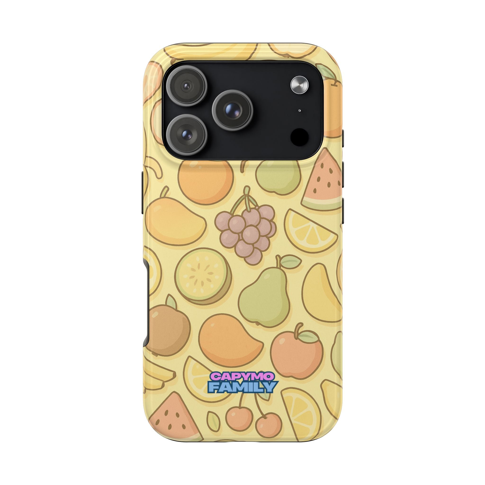 Capymo Family Kawaii Fruit Phone Case – Cute Aesthetic iPhone Cover with Citrus & Summer Vibes