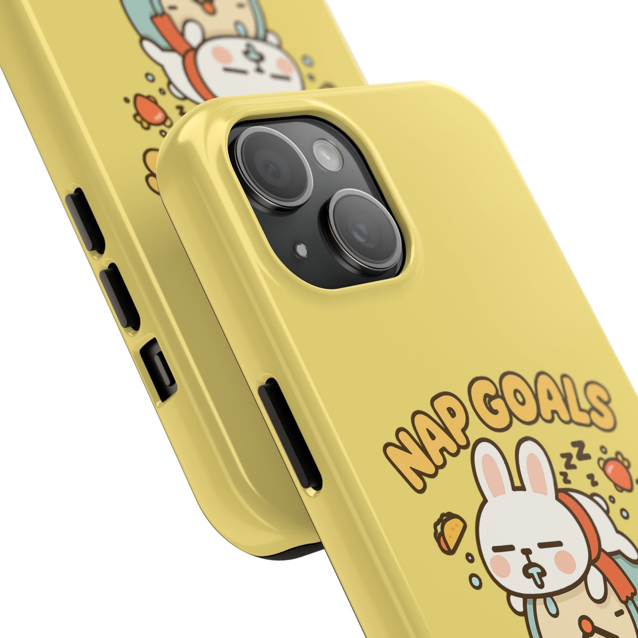 Capymo Family “Nap Goals” Phone Case – Cute Bunny Toto Sleeping on Alarm Clock Cover