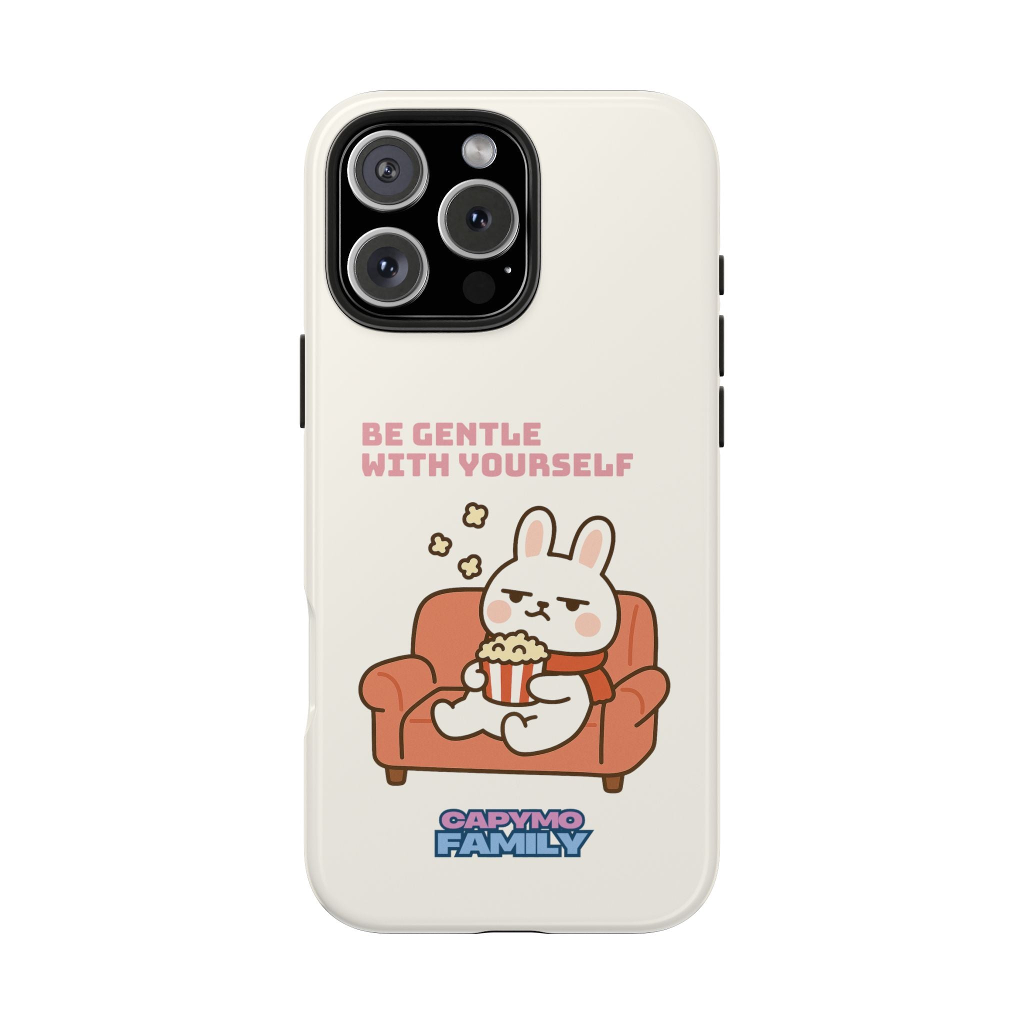 Capymo Family “Be Gentle With Yourself” Phone Case – Cozy Bunny Self-Care Quote Cover