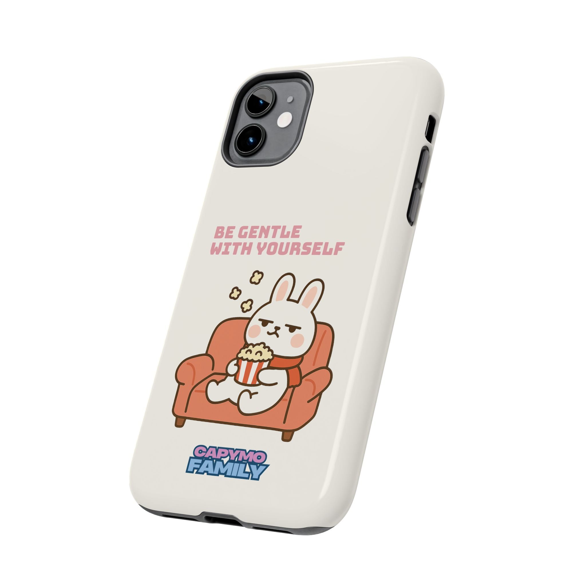 Capymo Family “Be Gentle With Yourself” Phone Case – Cozy Bunny Self-Care Quote Cover
