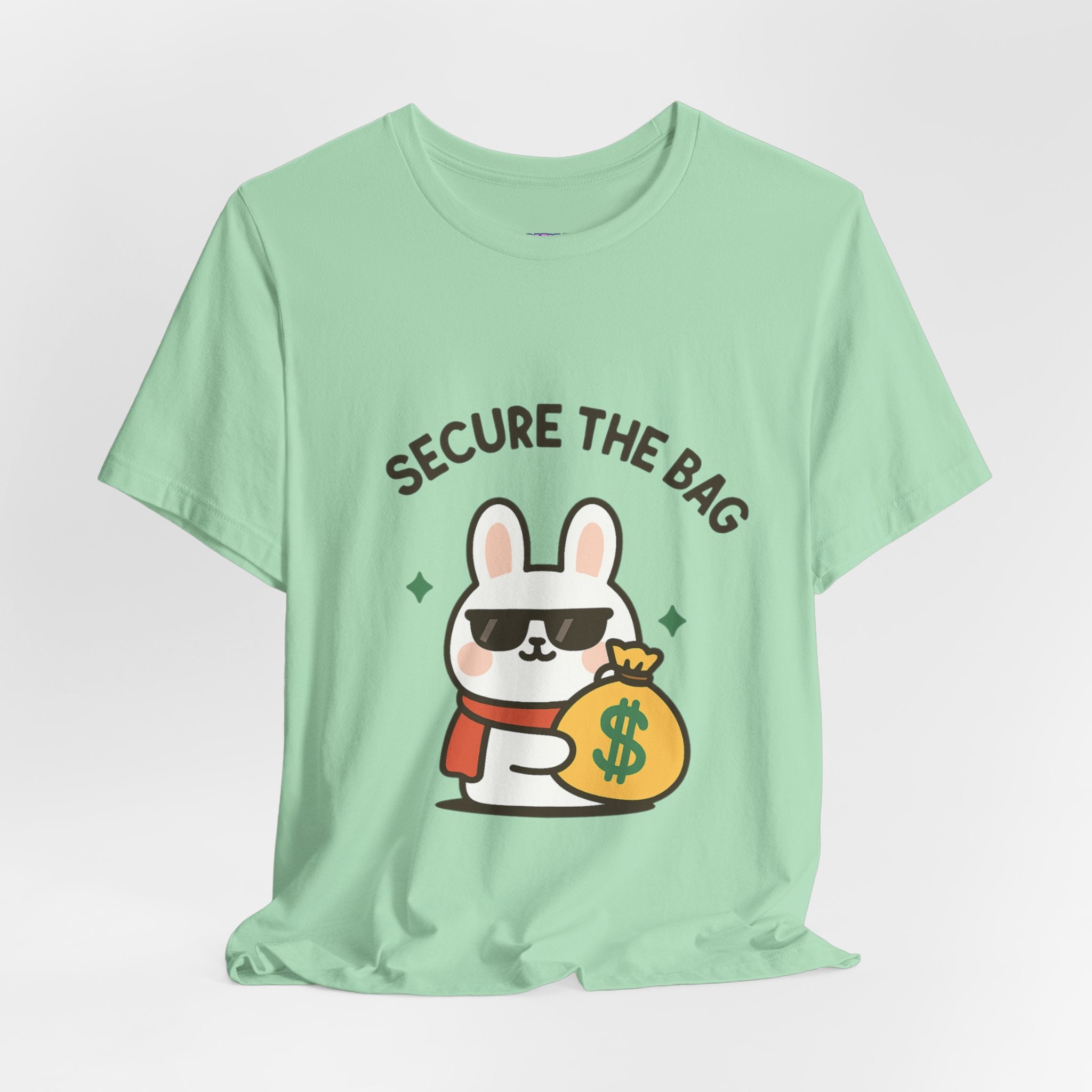 Capymo Family Kawaii Bunny Soft Cotton T-Shirt – "Secure the Bag" "Toto" The Bunny Cute Tee (Unisex)